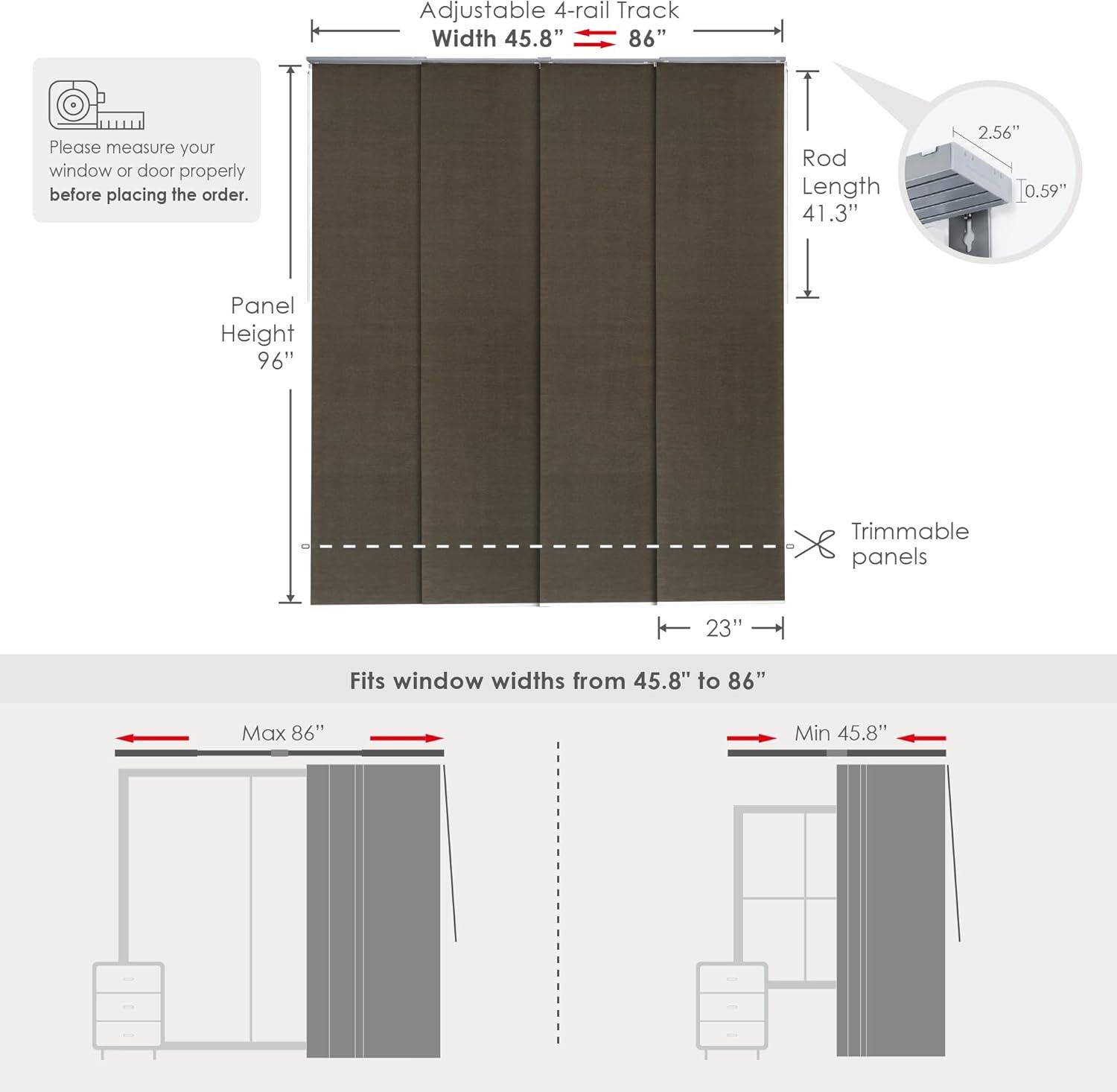 Adjustable Blackout Woven Fabric Panel Track Blinds, 45.8"-86" W x 96" H