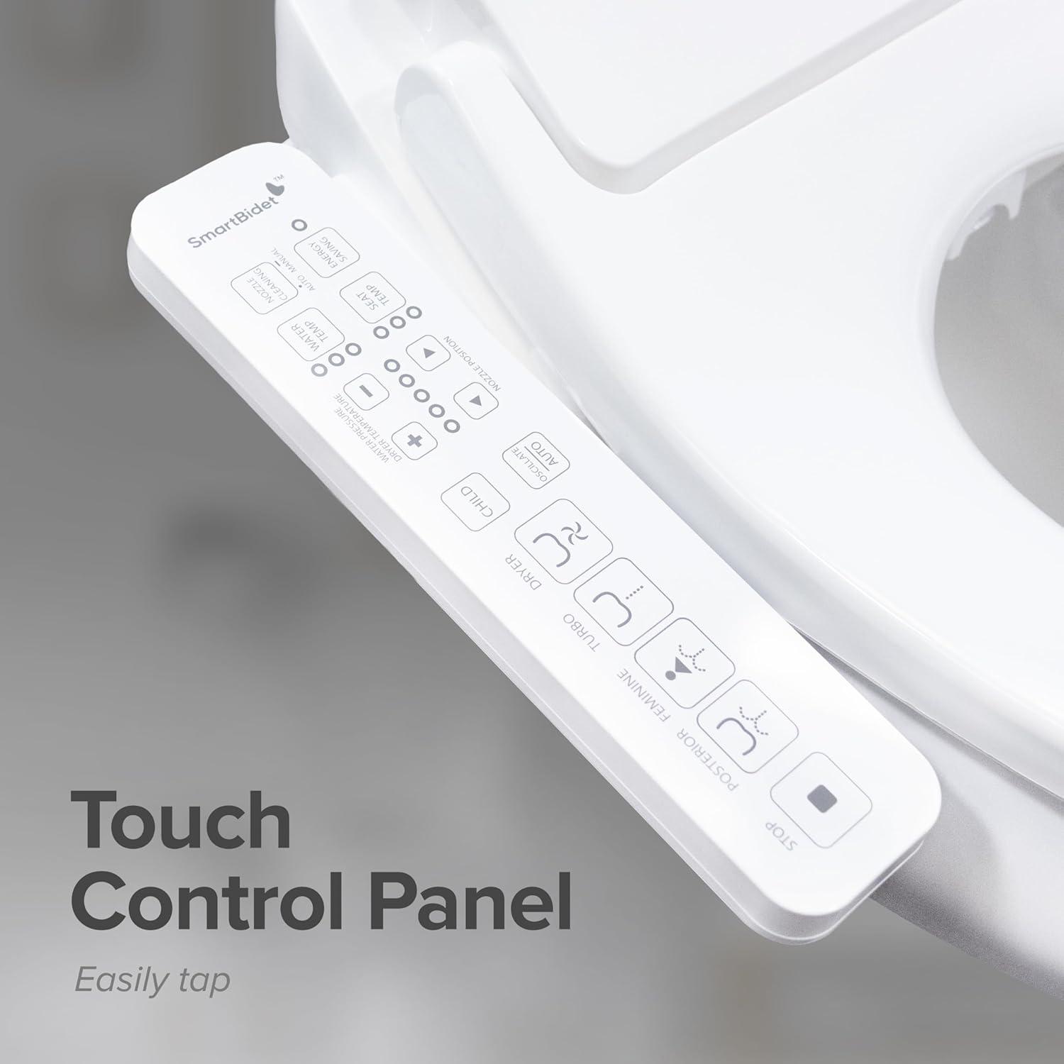 SB-2600 Electric Bidet Toilet Seat with Unlimited Heated Water and Touch Control Panel for Elongated Toilets White - SmartBidet: Polypropylene