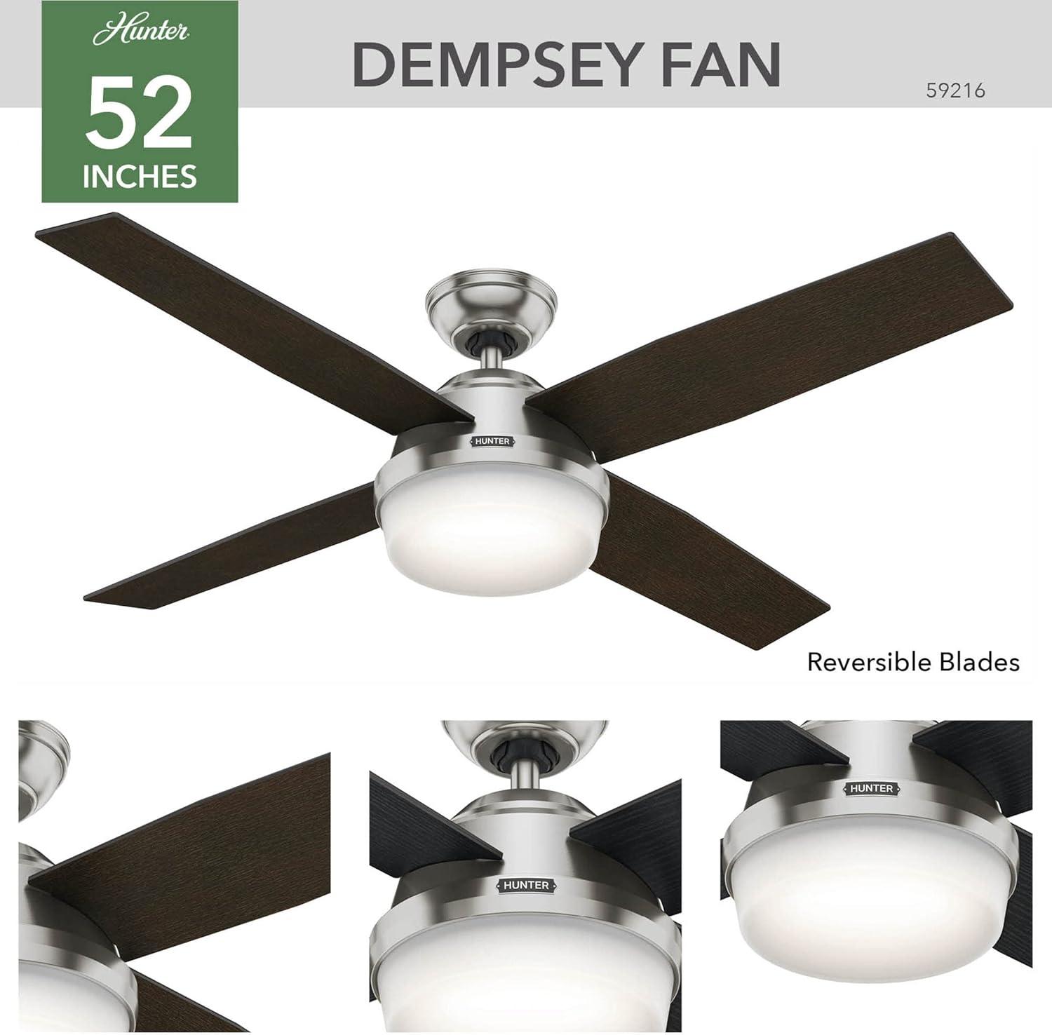 Dempsey 52" 4 - Blade Contemporary Indoor Ceiling Fan with Lights and Remote