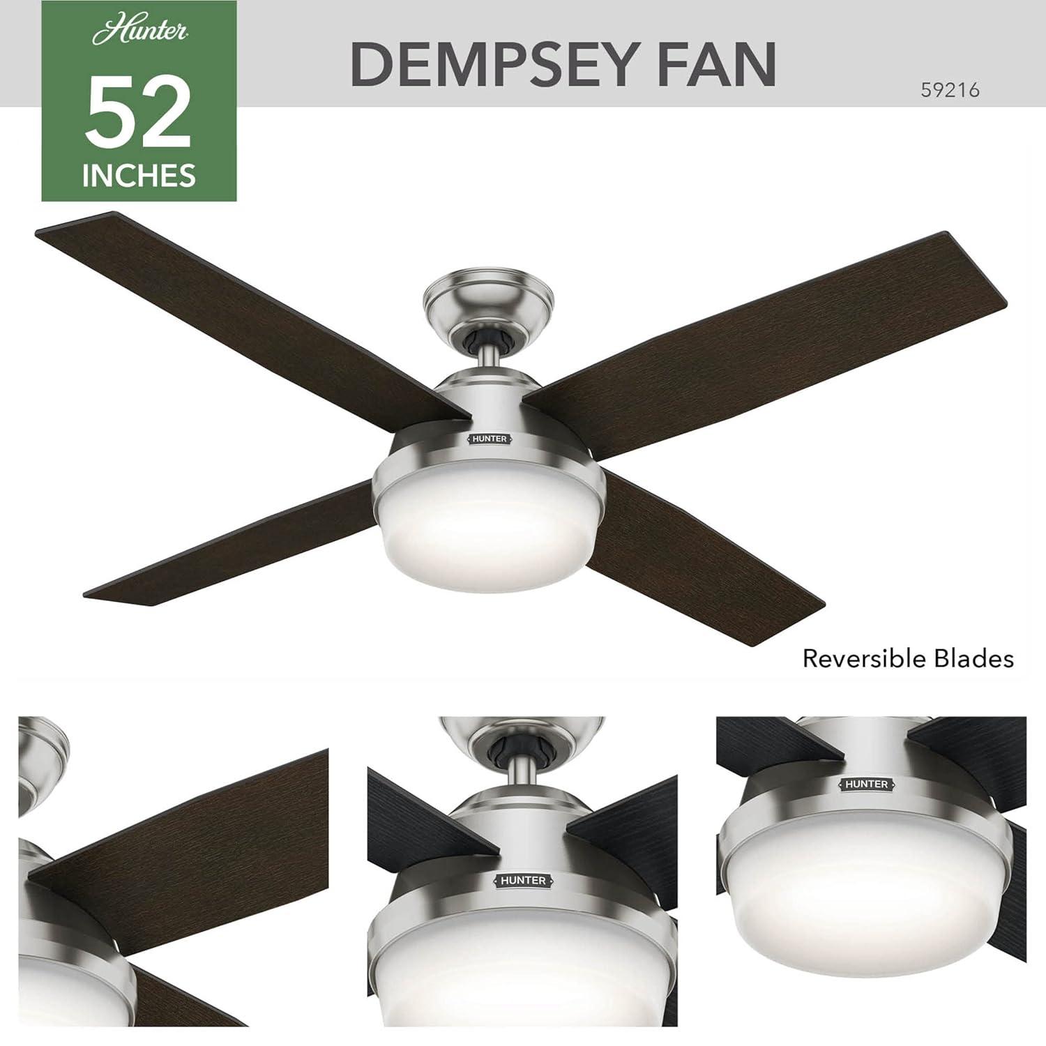 Dempsey 52" 4 - Blade Contemporary Indoor Ceiling Fan with Lights and Remote