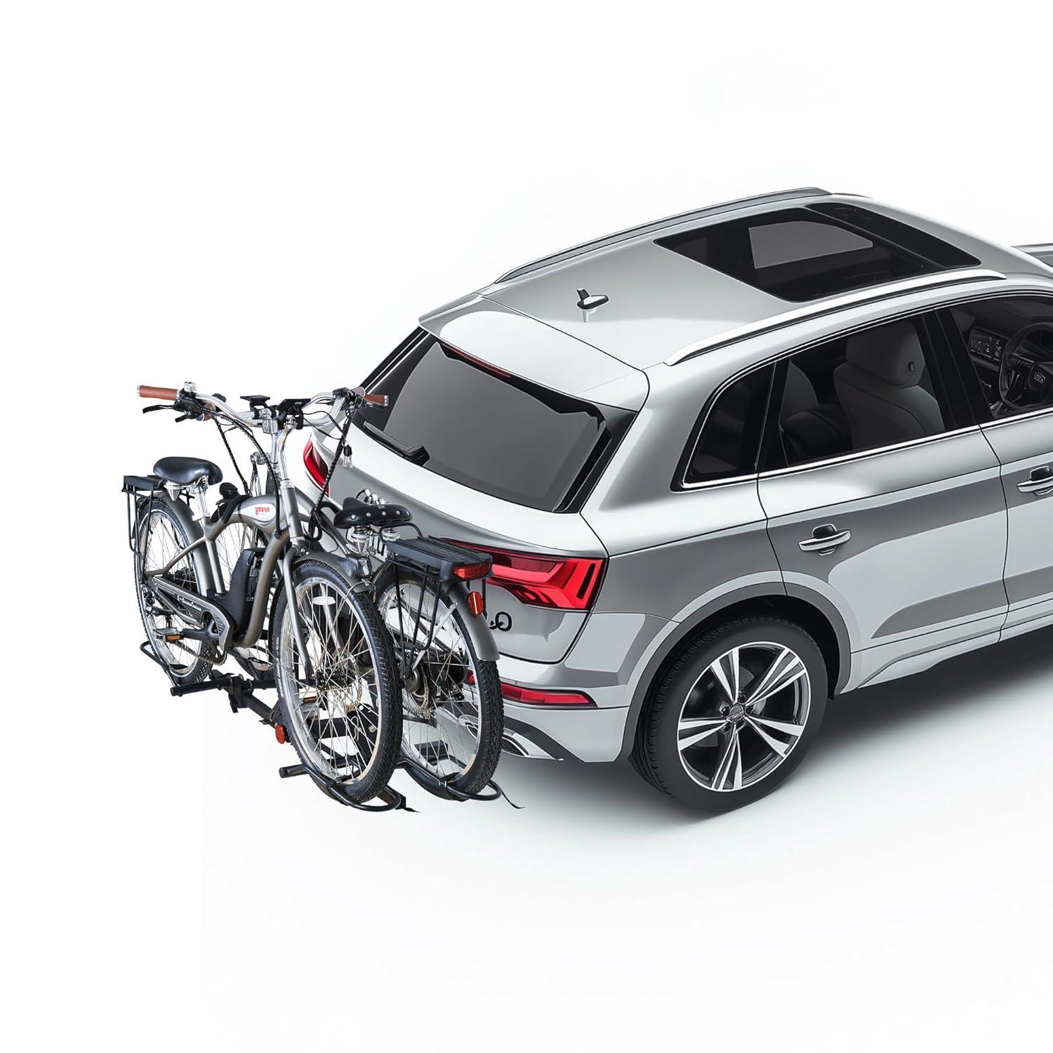 Young Electric Bike Rack 200lb Capacity Alloy Steel Hitch Mount Style for Cars Trucks SUVs RV, fits Bikes with up to 5-inch Fat Tire Carrier Rack, with 2'' Receiver