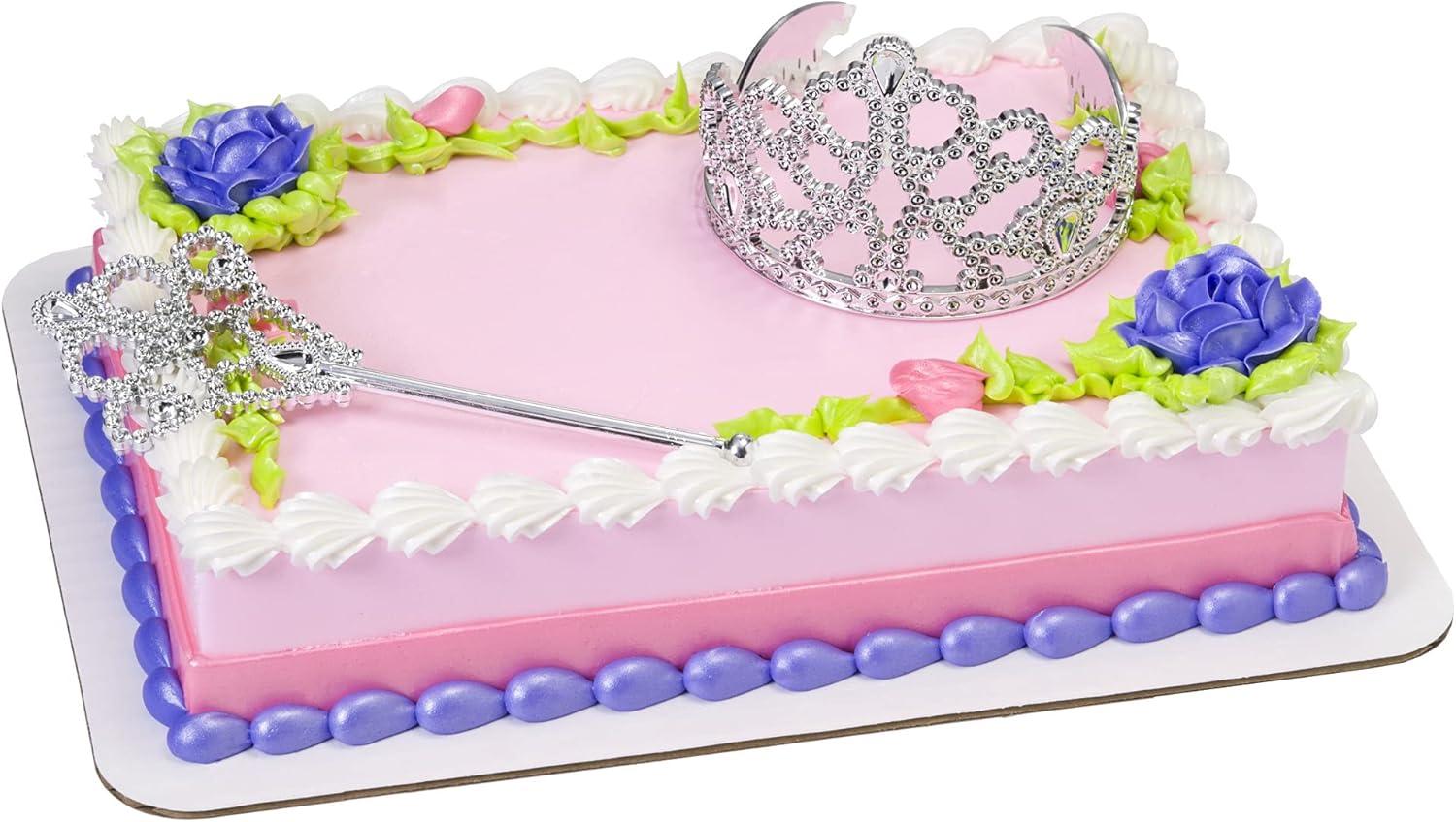 Princess Crown and Scepter Cake Decorating Set in Silver Plastic