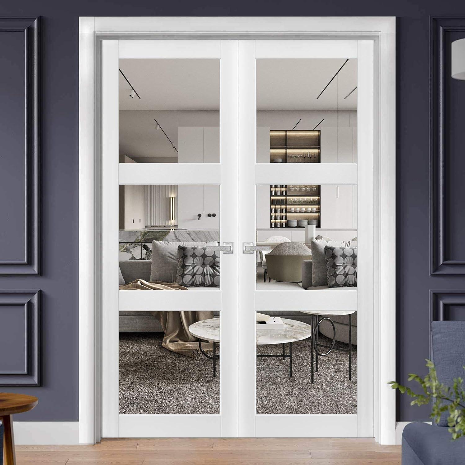 Interior Lucia Clear Glass Wood French White Doors