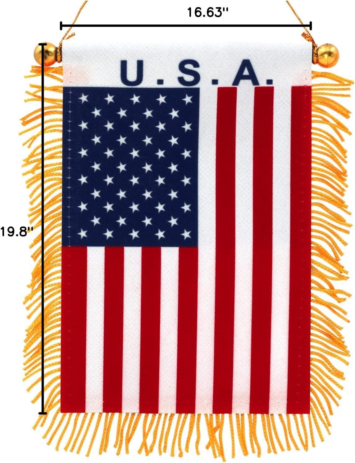 Anley 4 X 6 Inch USA Fringy Window Hanging Flag - American Hanging Flag