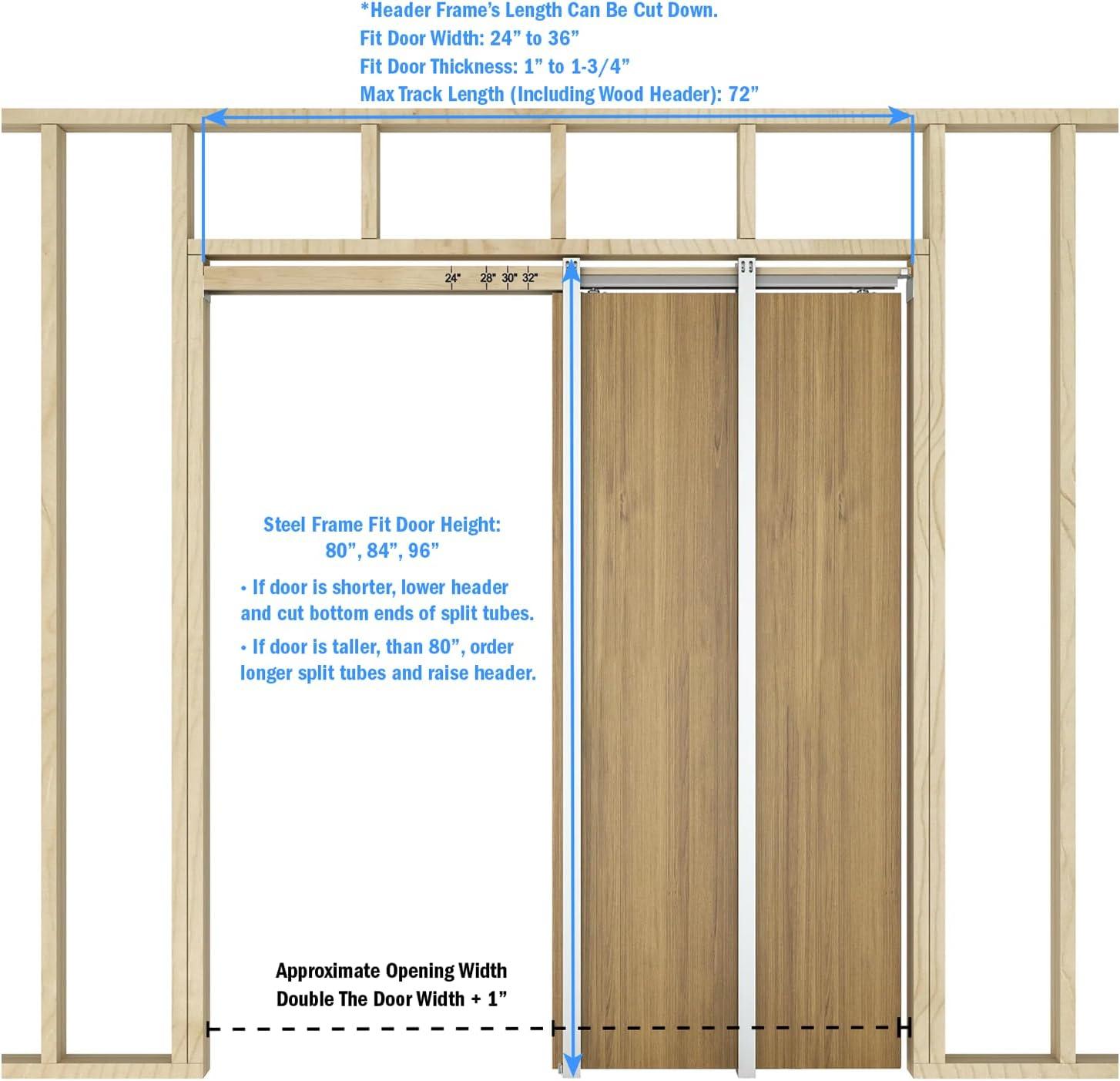 Heavy Duty Steel Pocket Door Frame Kit with Two-Way Soft Close