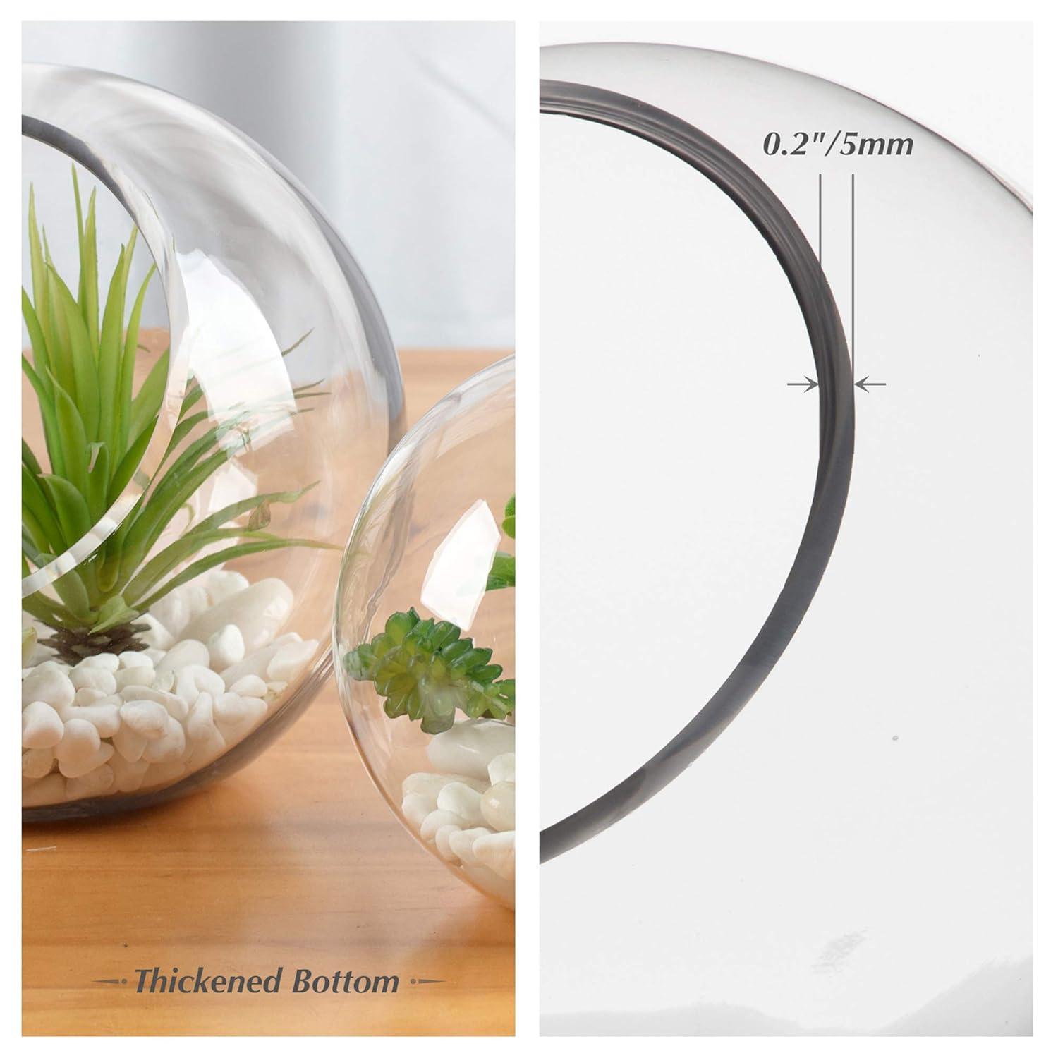 WGV Slant Cut Bowl Glass Vase, Width 9", Height 9", Clear Round Globe Planter Terrarium Orb, Candy Dish, Fruit Jar, Floral Container for Home Office Decor, 1 Piece