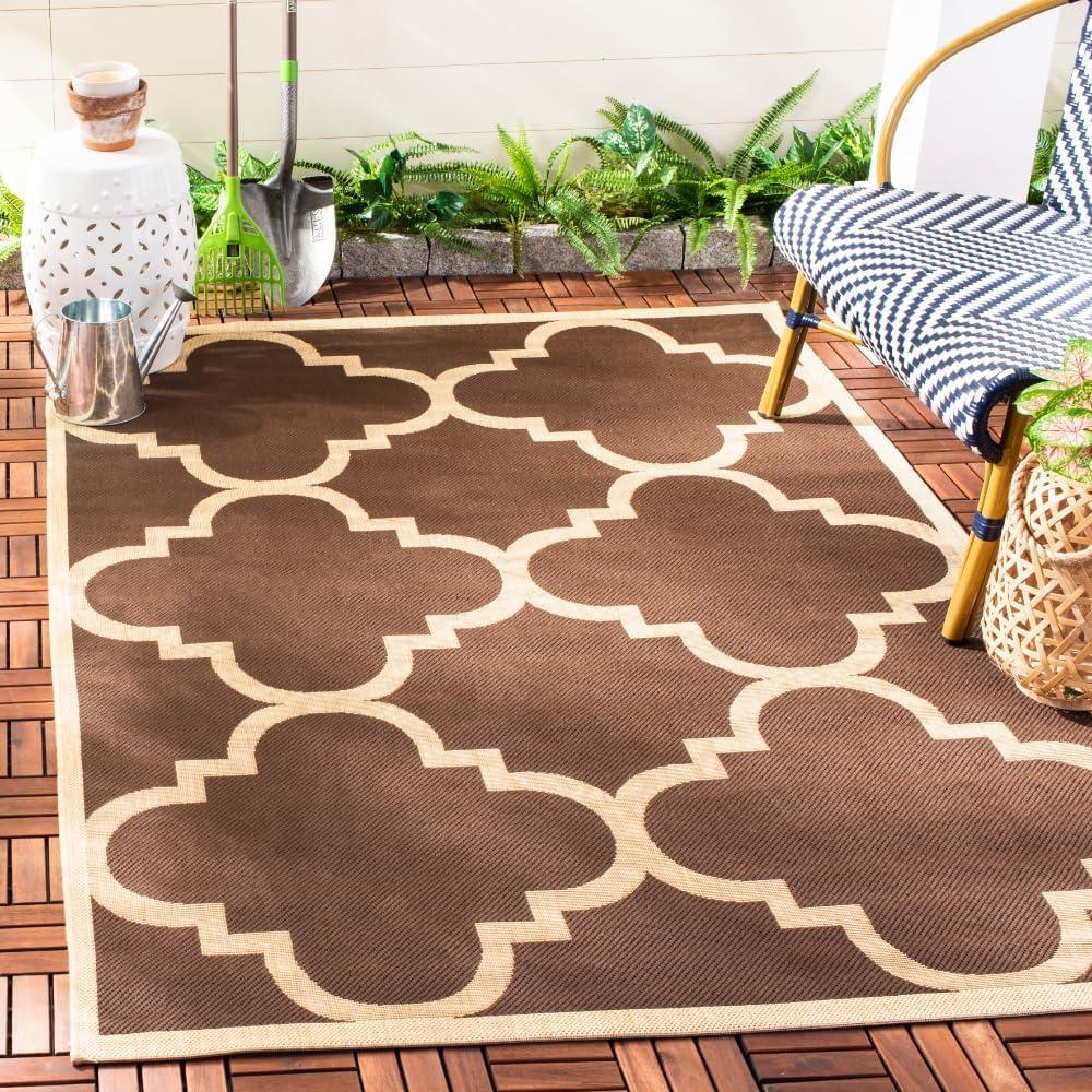 Safavieh Courtyard Becky Quatrefoil Indoor/Outdoor Area Rug, 5'3" x 7'7", Dark Brown