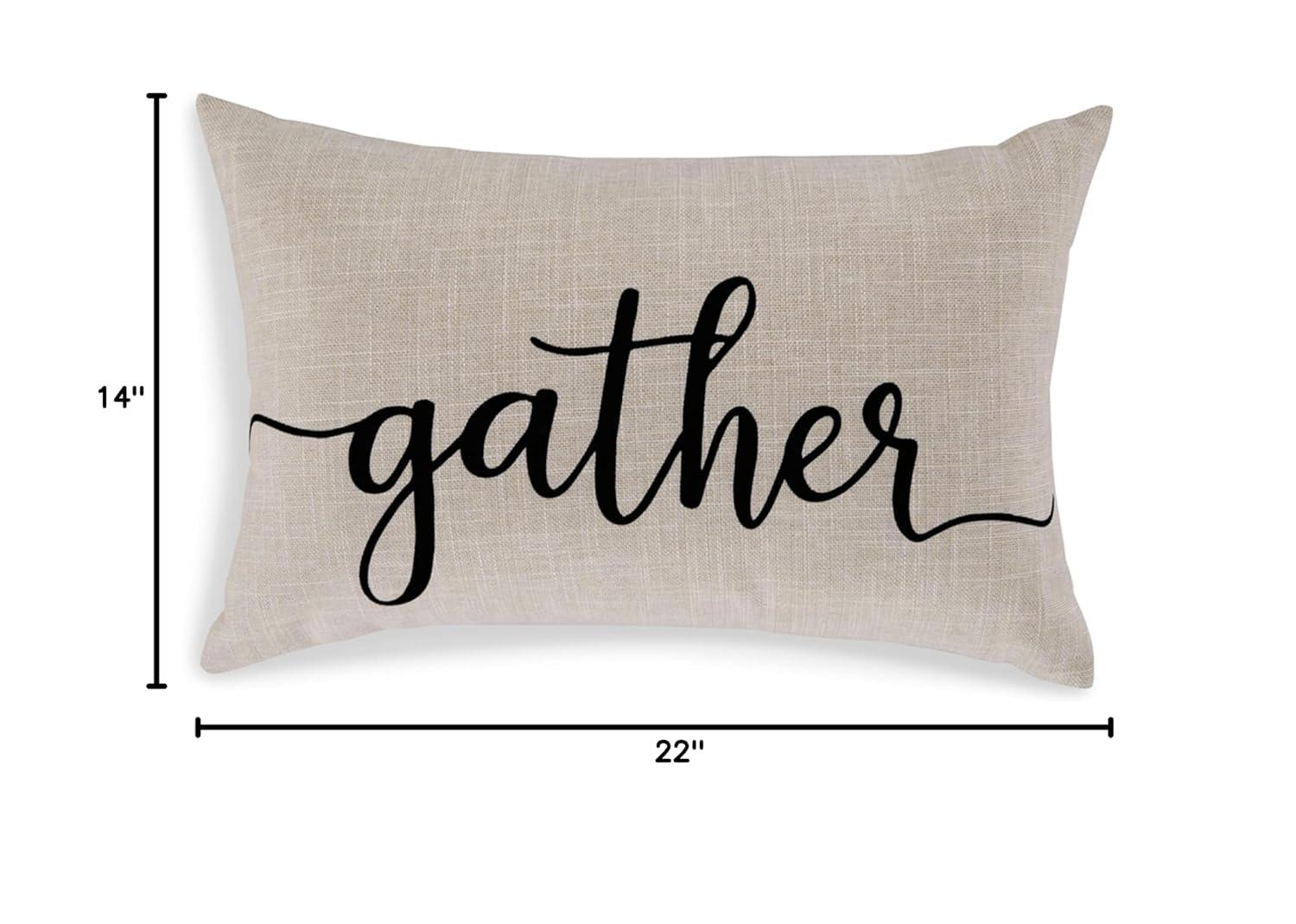 Whisperich Light Brown and Black Scripted Accent Pillow 22" x 14"