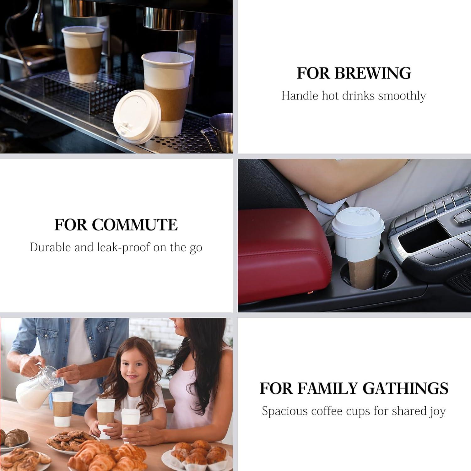 FAST APPLIANCES LLC Paper Cups,Cups,Disposable Cups 100 Pack 12 Oz Leak-Proof Coffee Cups With Lids And Sleeves Disposable Paper To Go Hot Coffee Cups For Home, Business, Office, Cafes And Parties