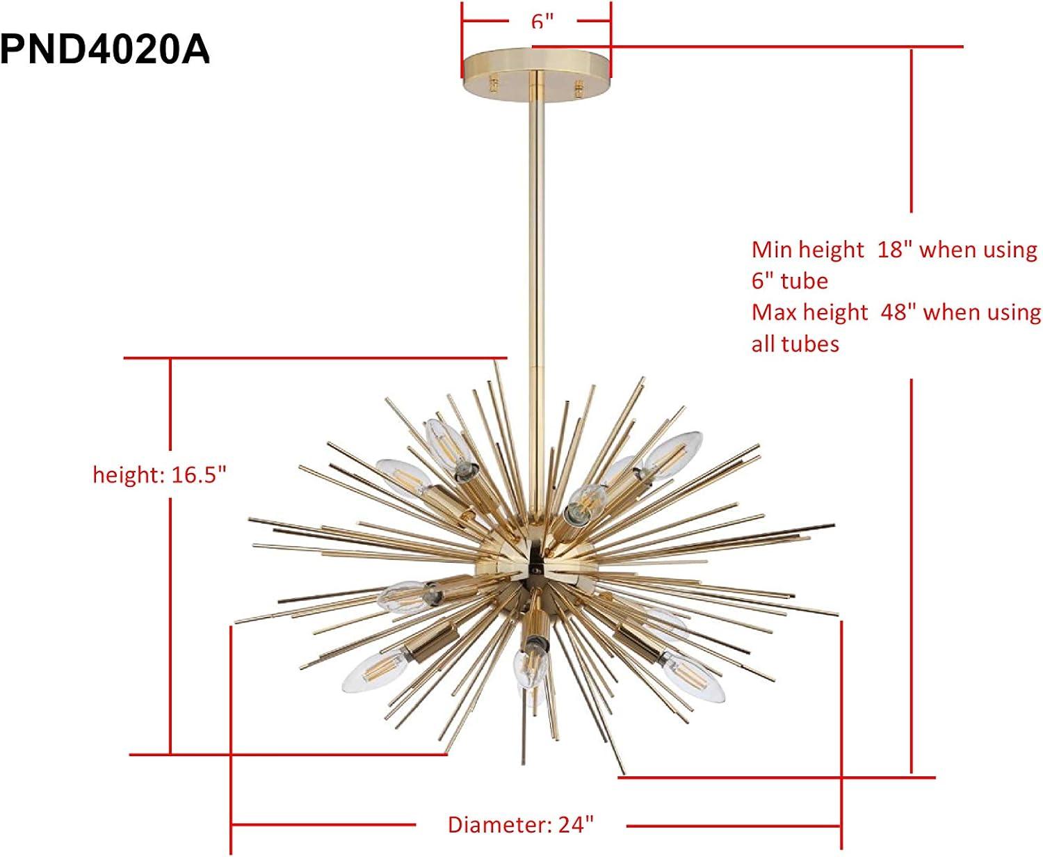 Retro Vibe Gold Sputnik Starburst 24.5" Pendant Light