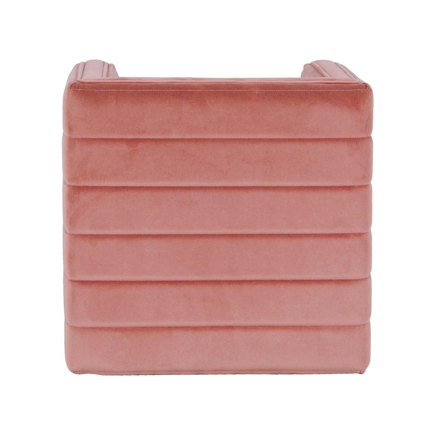 Modern Channel Ottoman Blush Velvet - HomePop: Upholstered, Tufted, Luxury Seating