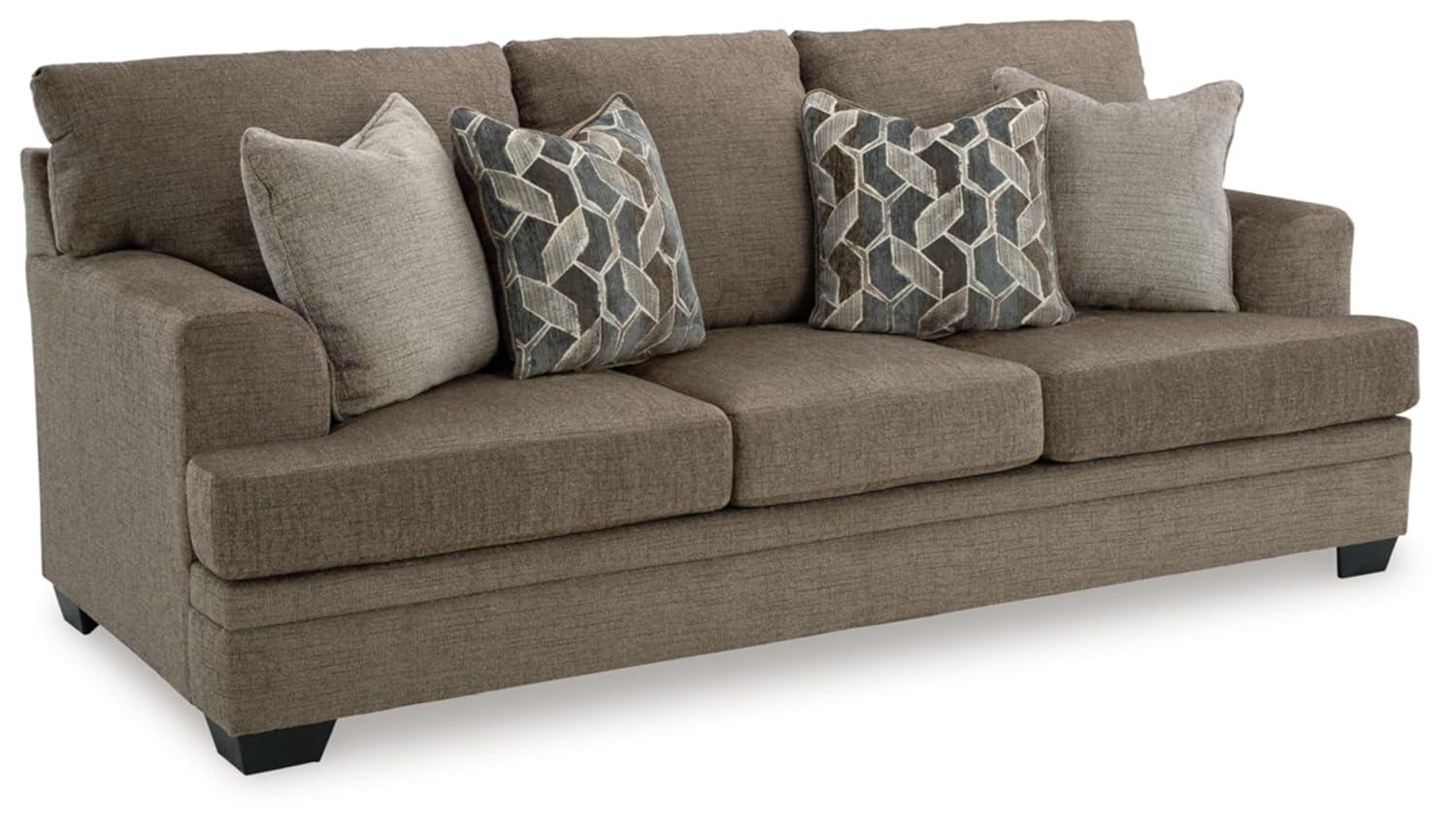 Nutmeg Greige Fabric Queen Sleeper Sofa with Metal Legs