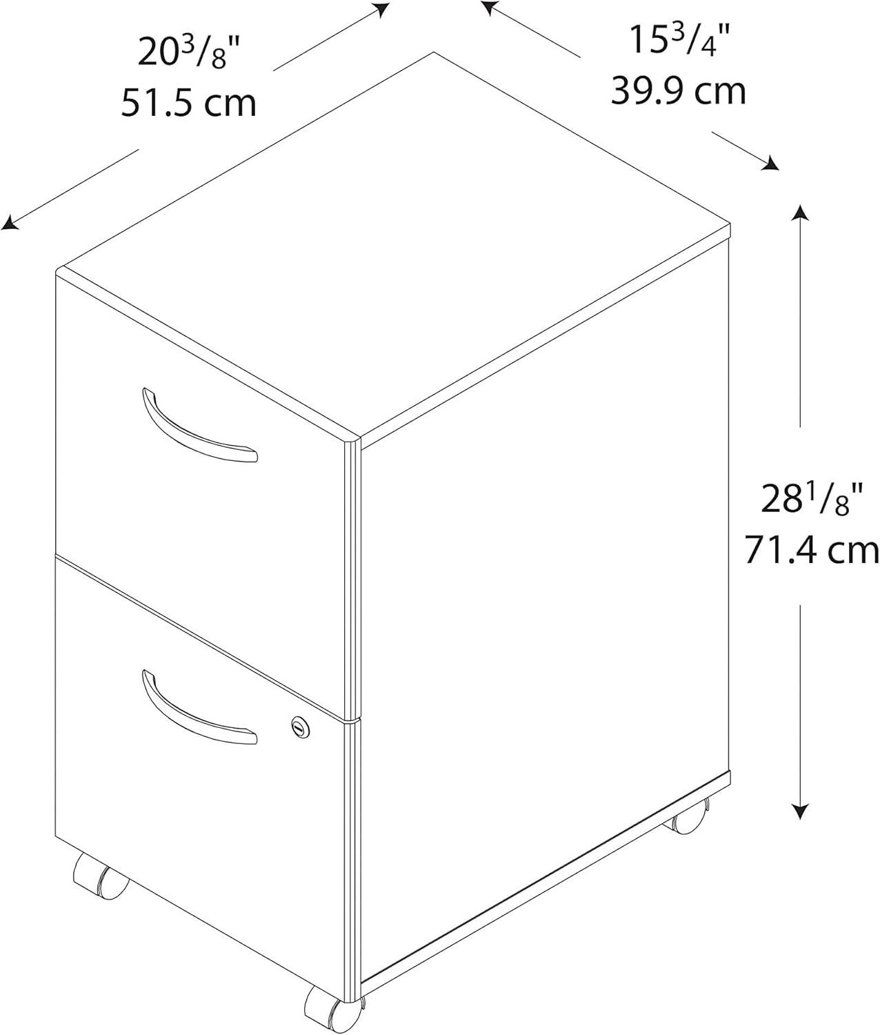 Natural Cherry 2-Drawer Lockable Mobile Filing Cabinet