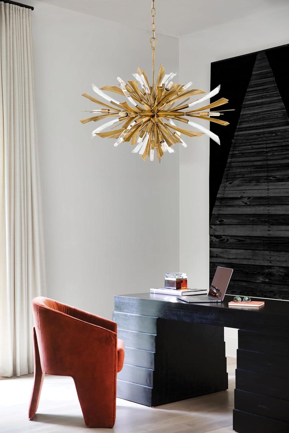 Vida 36" Thirteen-Light Modern Horizontal Hanging Chandelier w/ Crystal Accents