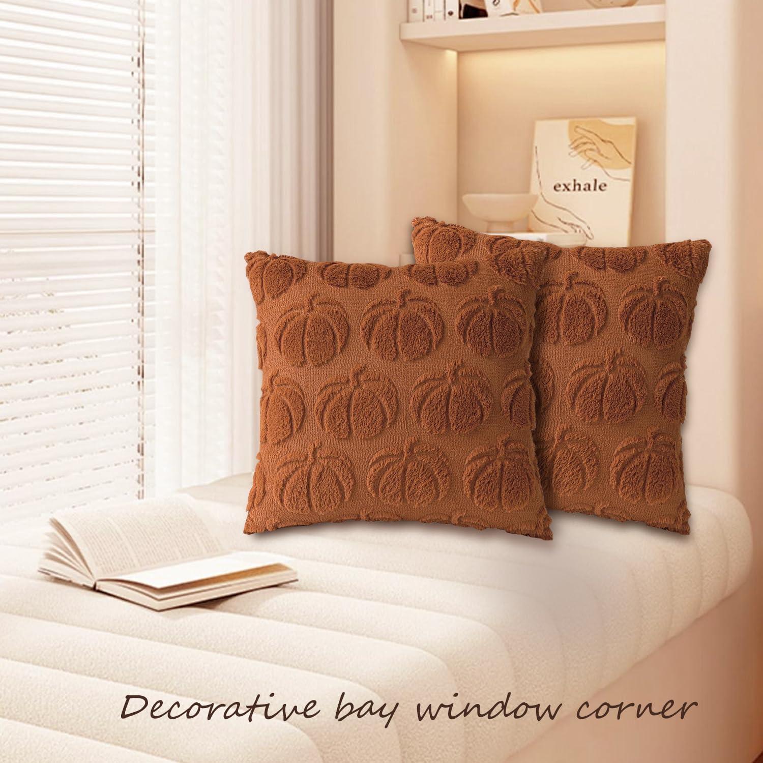 Clearance Deals!Crcmjuhgsa Pillow Case 2pc Pumpkin Fall Decorative Throw Pillow Covers 18"x18" Soft Faux Pillow Covers For Autumn Plush Pillow Cases For Farmhouse Halloween Decor