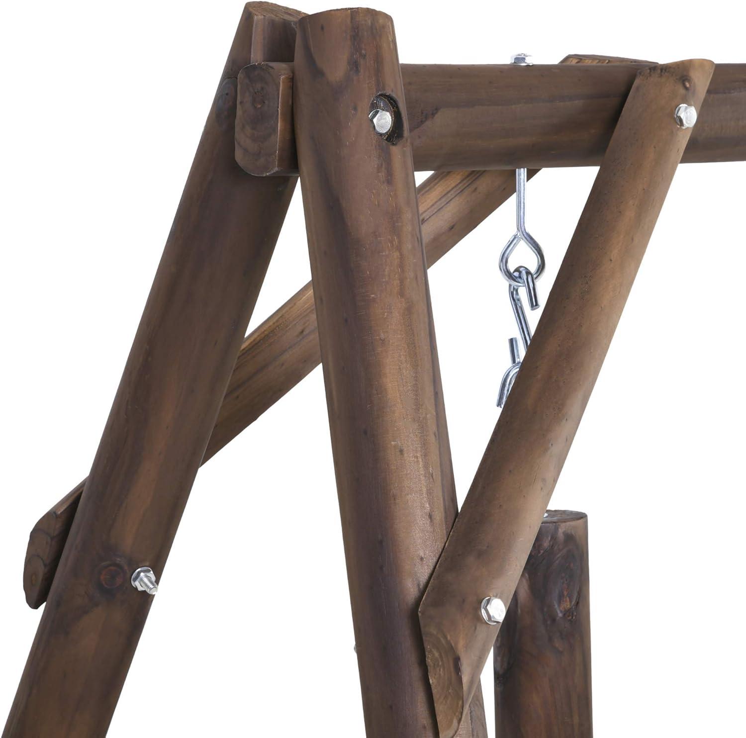 Outsunny Wooden Swing Bench, Garden Swing Chair for Patio, Yard, Porch, Carbonized