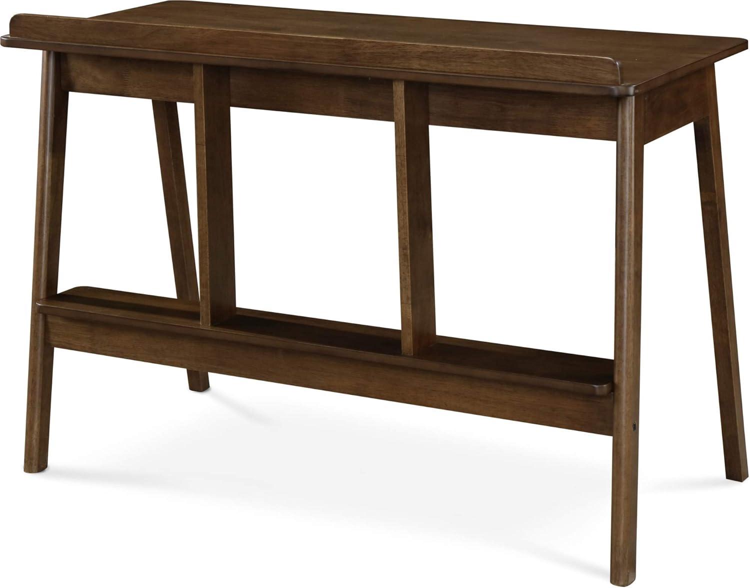 Mid-Century Modern Brown Wood Writing Desk with Drawer