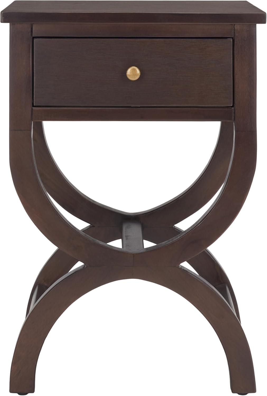 Maxine Accent Table W/ Storage Drawer - Walnut - Safavieh