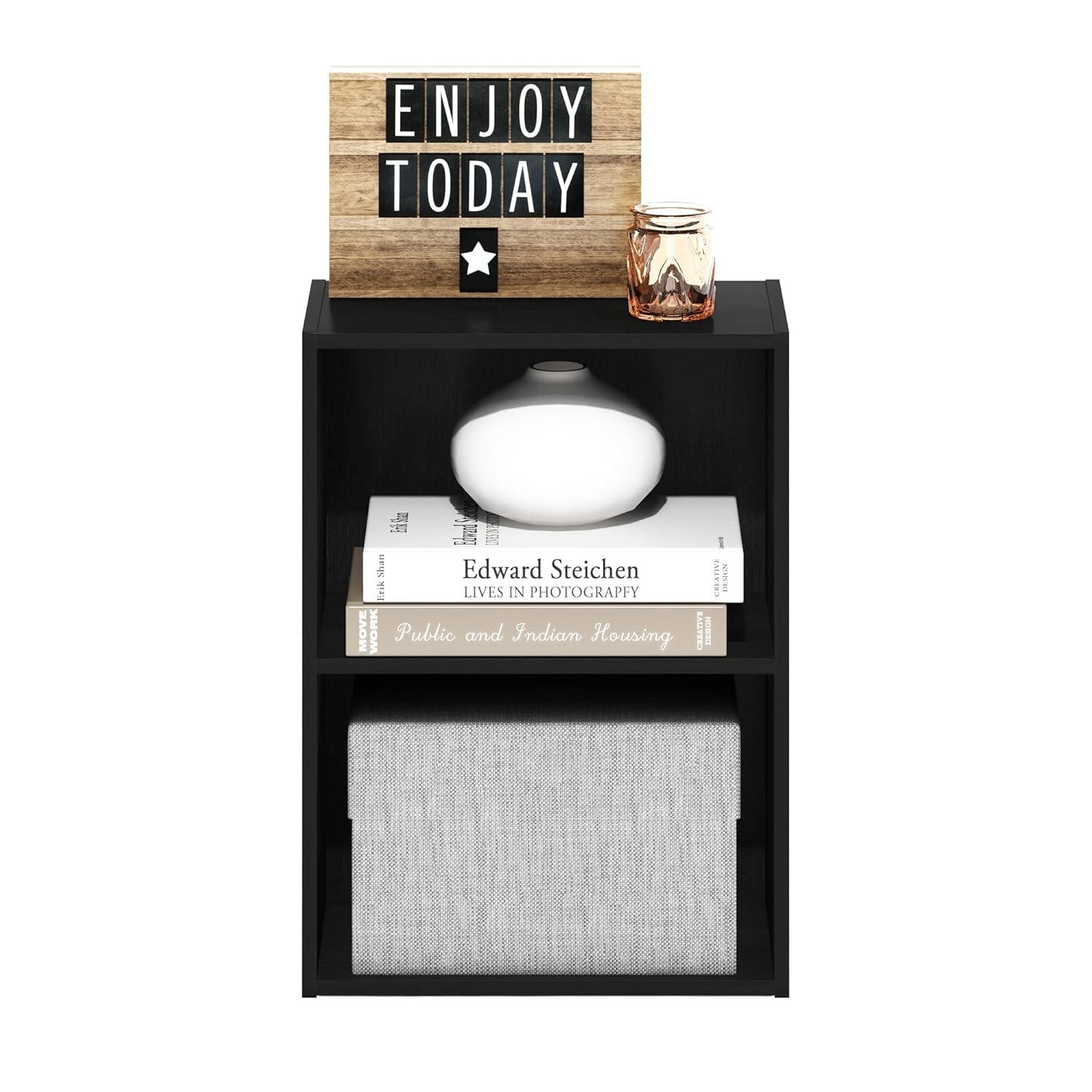 Furinno Luder 2-Tier Open Shelf Bookcase, Blackwood
