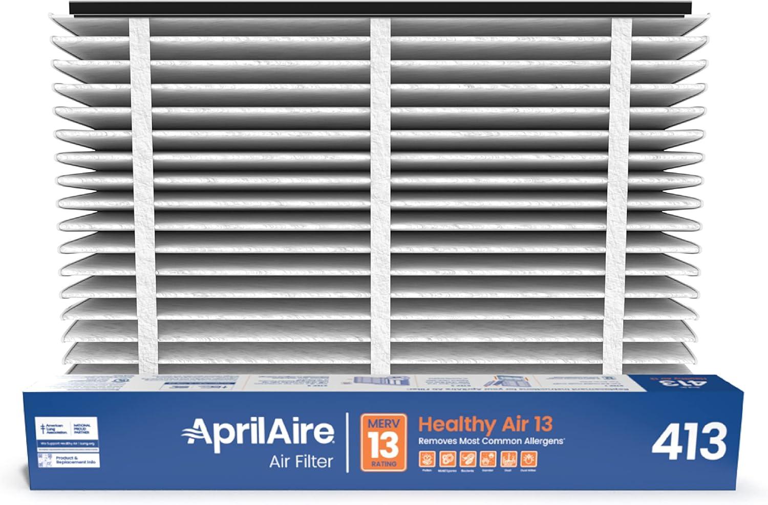 AprilAire 413 Healthy Air Filter, MERV 13, for Whole-House Air Purifiers, 16 x 25 x 4", Pack of 2