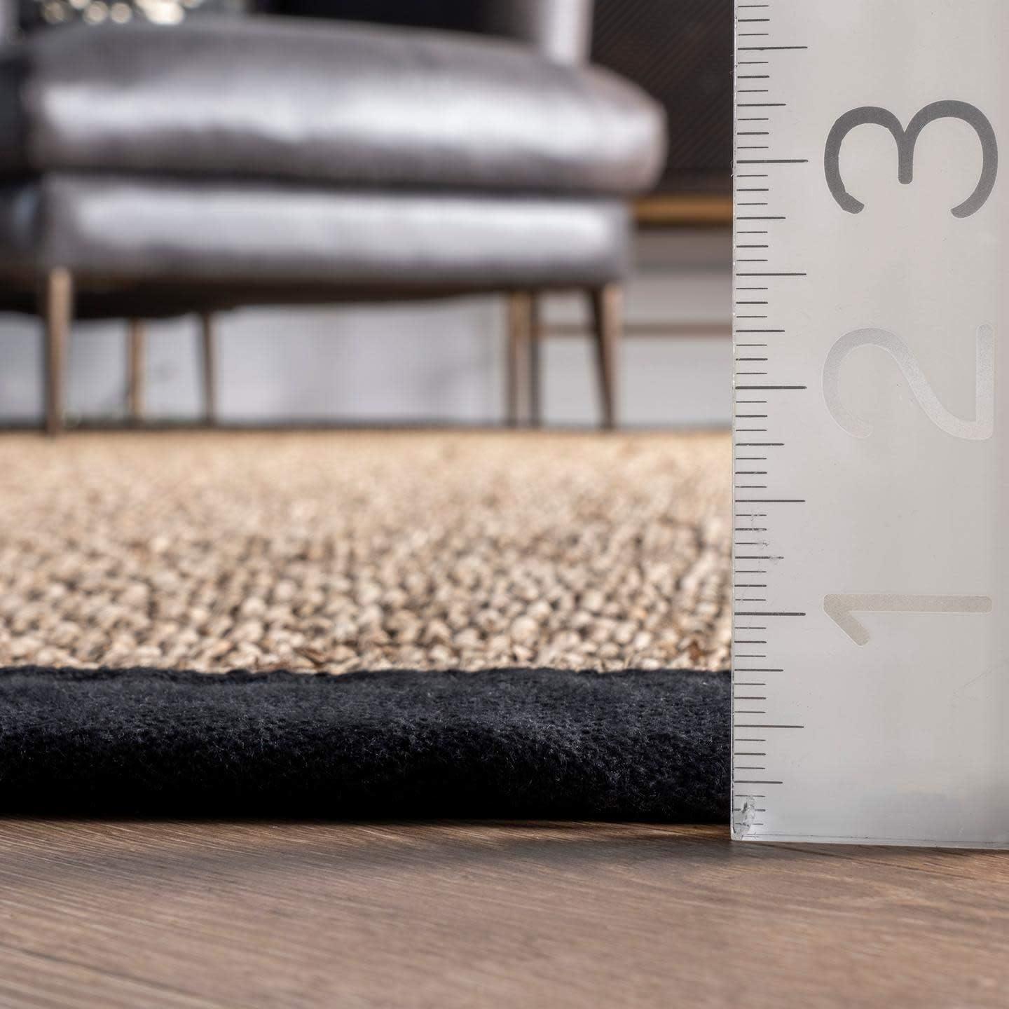 nuLOOM Seagrass 6 x 6 (ft) Loomed Seagrass Black Square Indoor Border Coastal Area rug