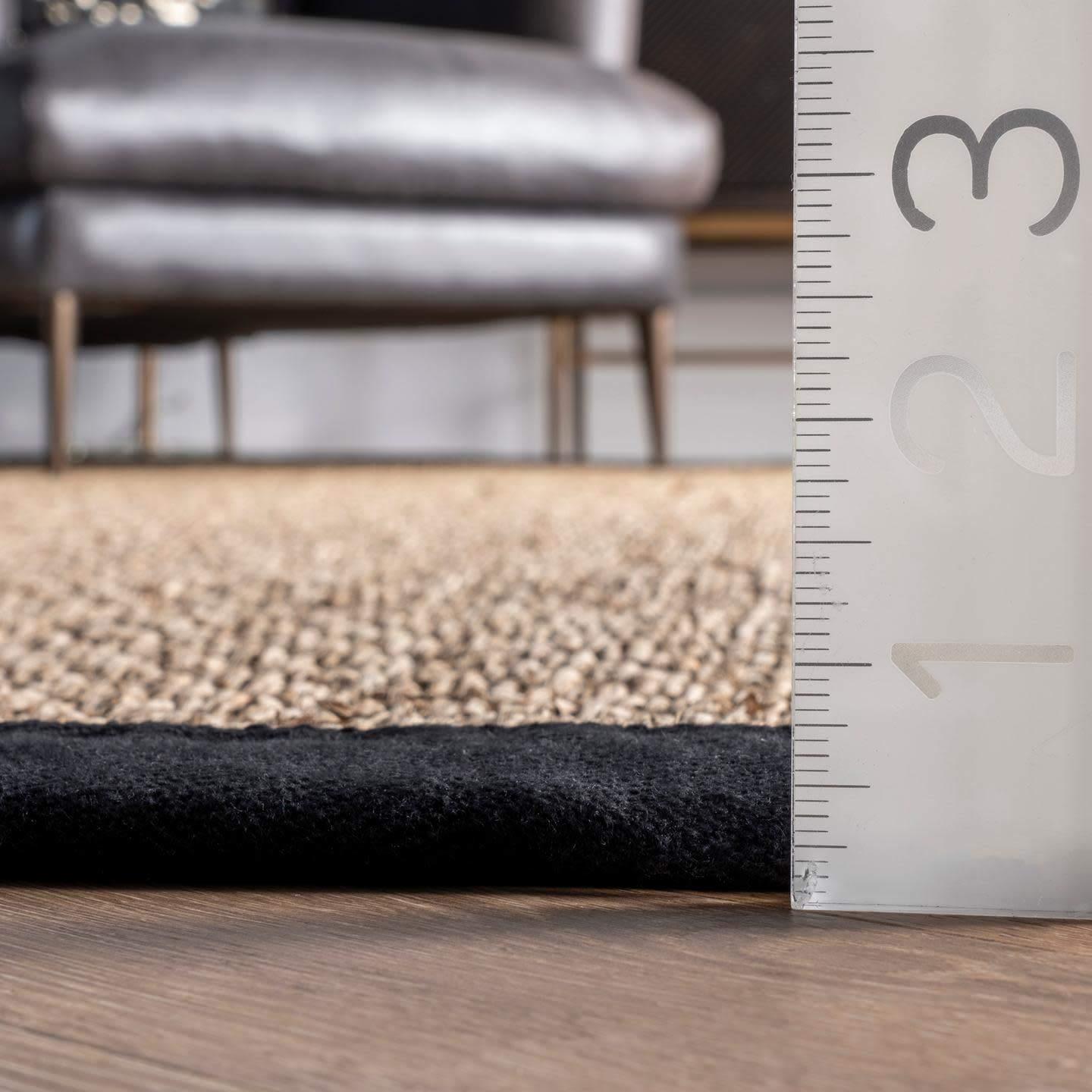 nuLOOM Seagrass 6 x 6 (ft) Loomed Seagrass Black Square Indoor Border Coastal Area rug
