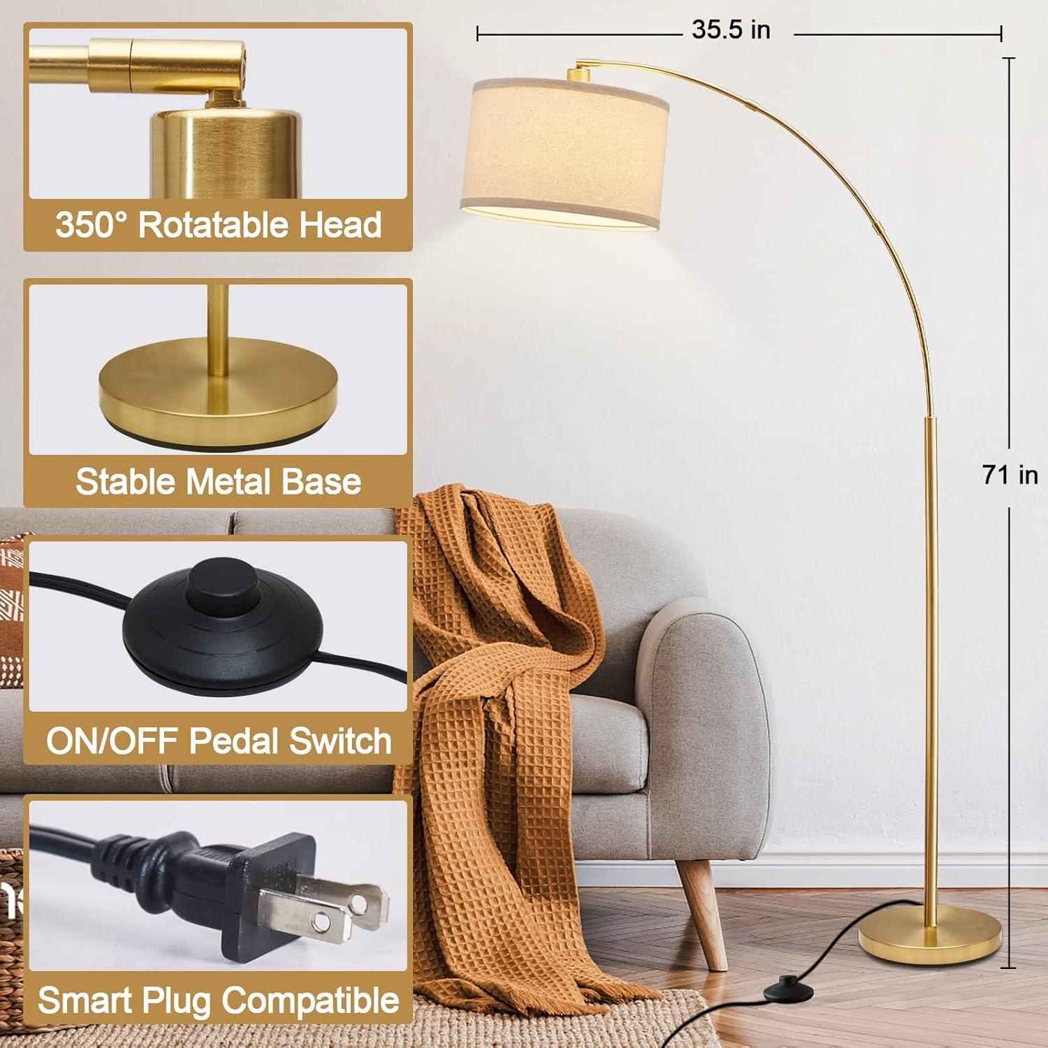 Mercer41 Vondal Arc Floor Lamps for Living Room Lighting, Modern Arched Lamp with Foot Switch