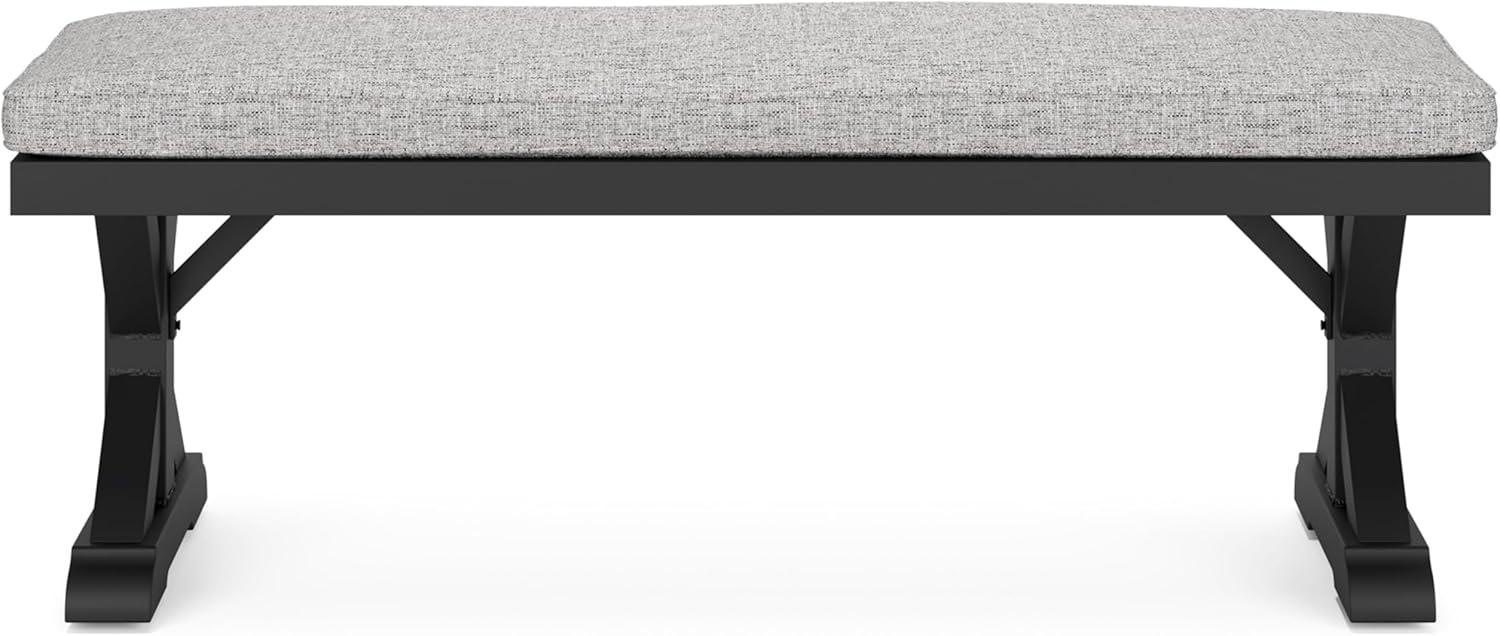 Signature Design by Ashley Beachcroft Outdoor Bench with Cushion, Black & Light Gray