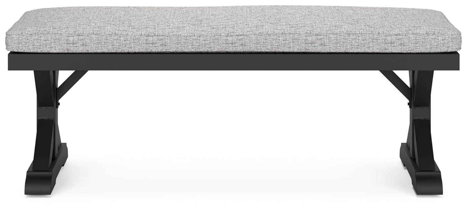 Signature Design by Ashley Beachcroft Outdoor Bench with Cushion, Black & Light Gray