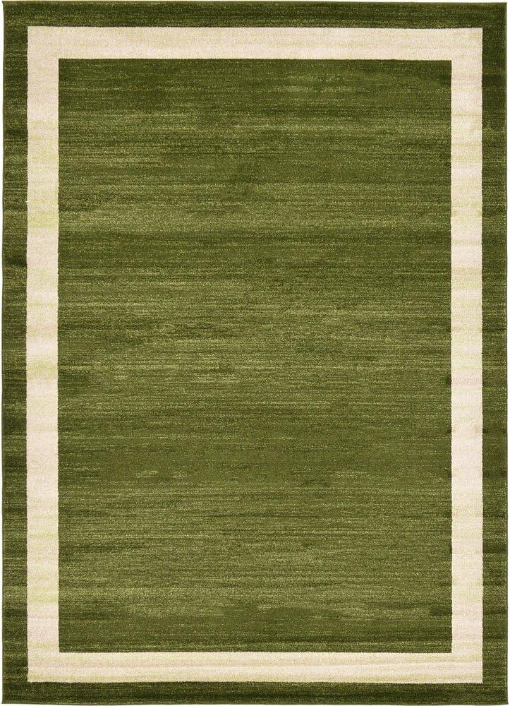 Easy-Care Tufted Green Synthetic 7' x 10' Rectangular Area Rug