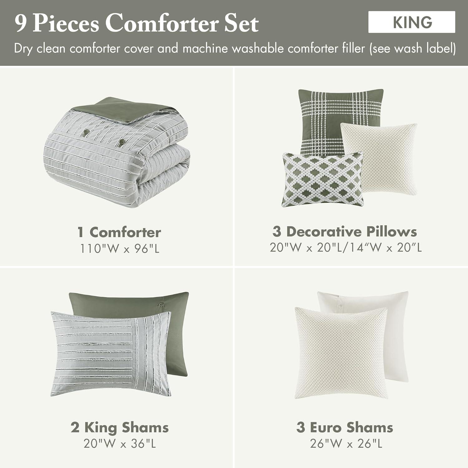 Madison Park Signature Essence Oversized 100% Cotton Clipped Jacquard Comforter Set