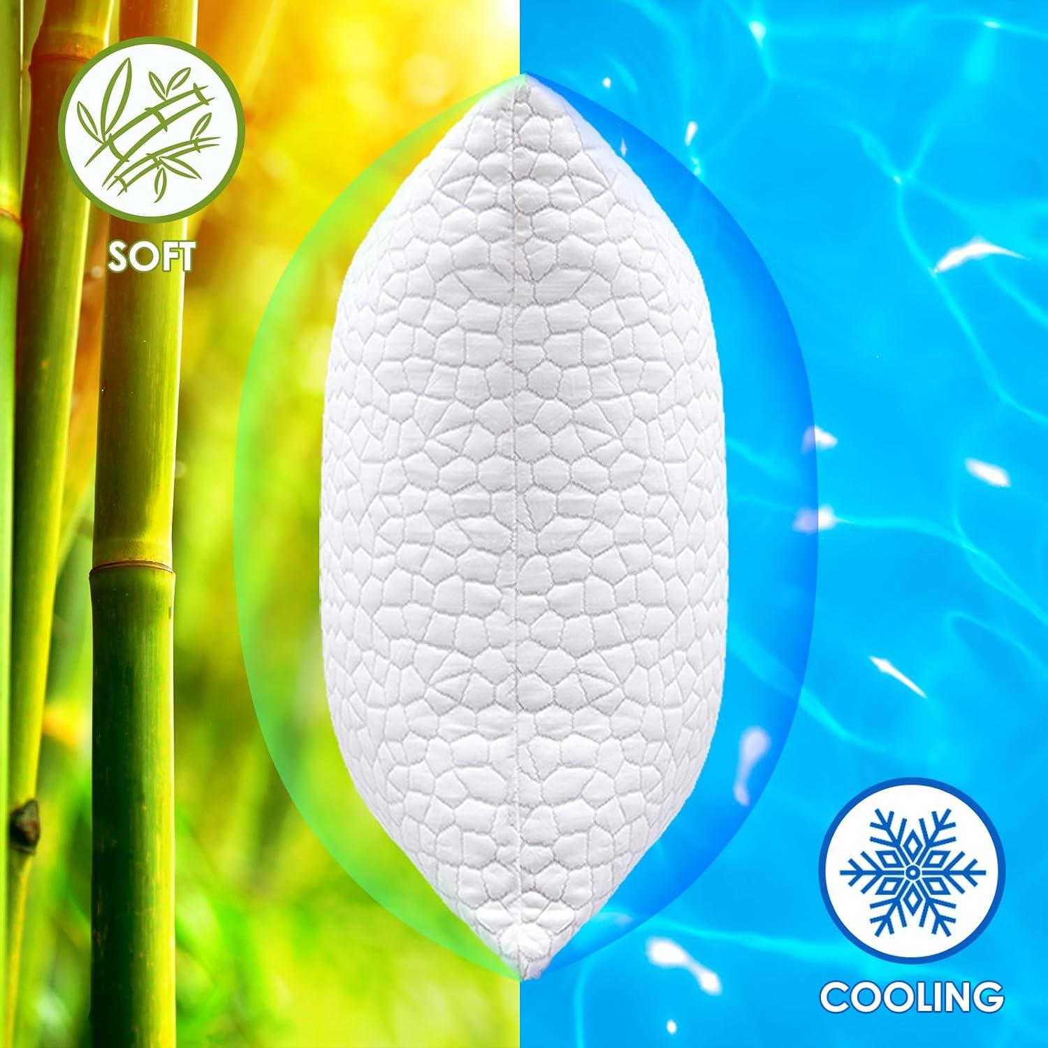 Alwyn Home Set Of 2 Cooling Shredded Memory Foam Pillows For Sleeping, Pillow Cooling Gel Pillows For Hot Sleepers Cool Pillow For Side Back Sleeper, Neck Pain Relief Adjustable Gel Bed Pillow For Hot Sleepers