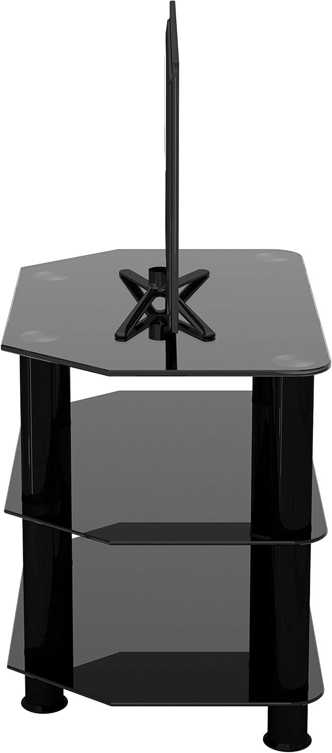 Modern Black Glass Corner TV Stand for up to 32-inch TVs