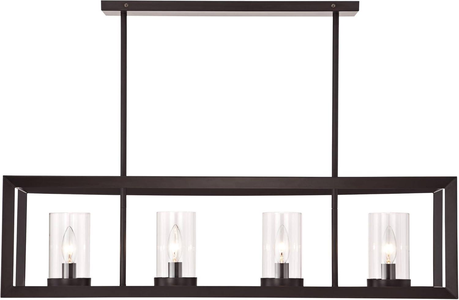 Oil Rubbed Bronze Linear Pendant Chandelier with Clear Glass