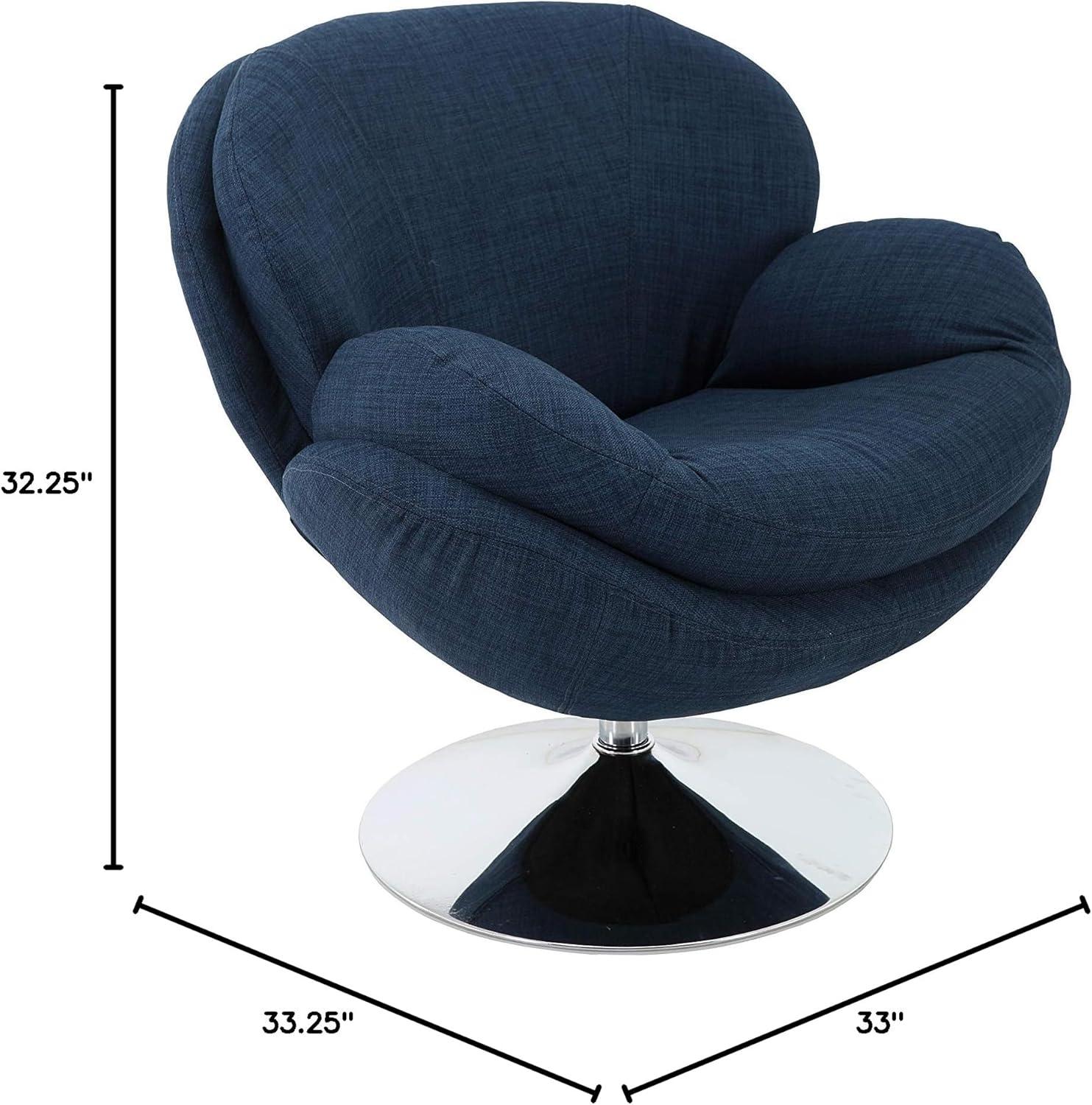 Denim Blue Swivel Arm Chair with Chrome Base