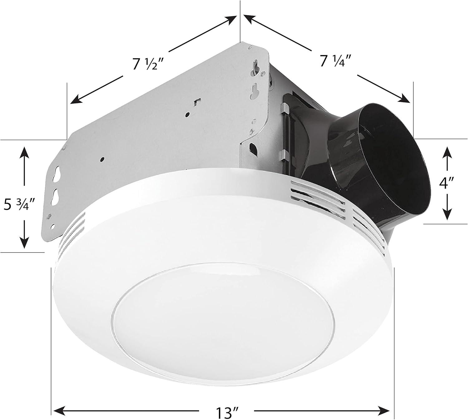 Decorative White 80 CFM Ceiling Mount Bathroom Exhaust Fan With LED Light