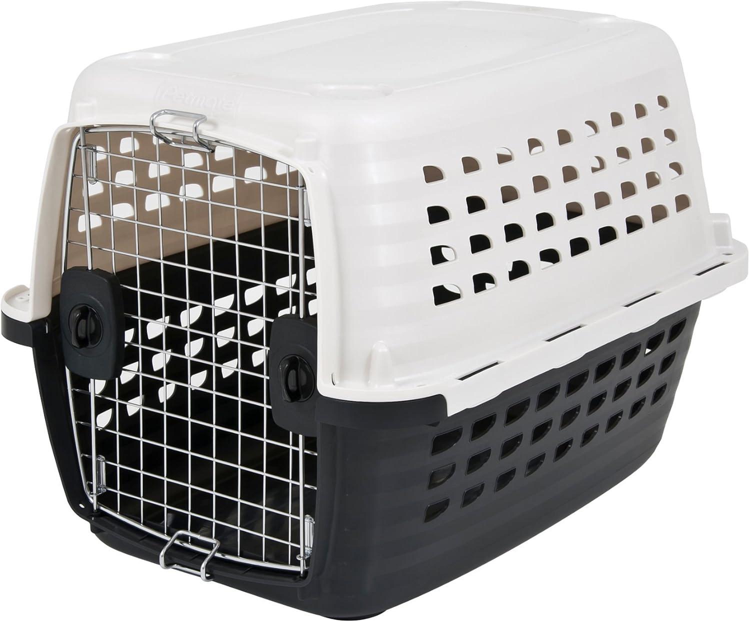 Medium Black and White Airline Approved Plastic Pet Kennel