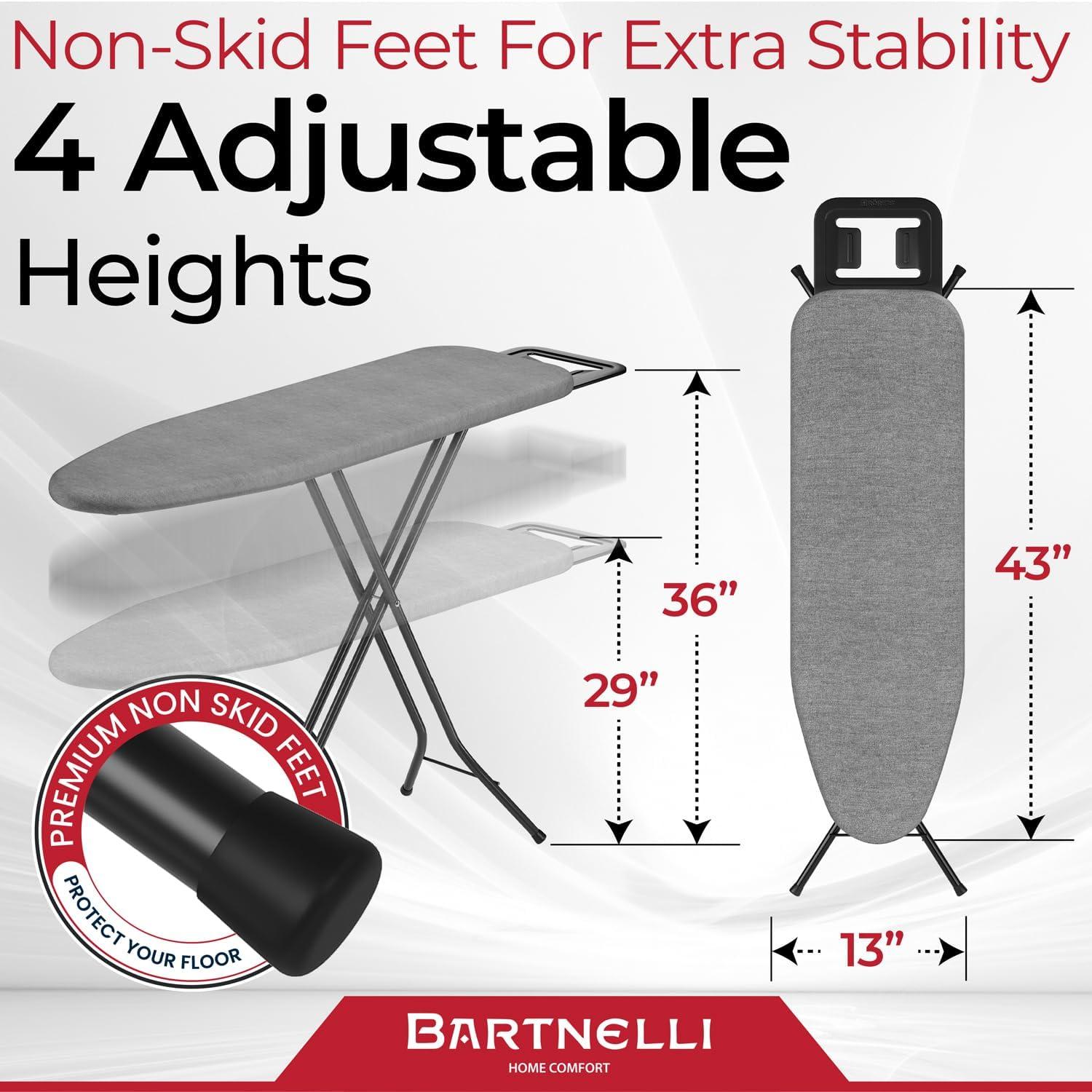 European Adjustable Ironing Board with 4-Layer Cover and Steel Legs