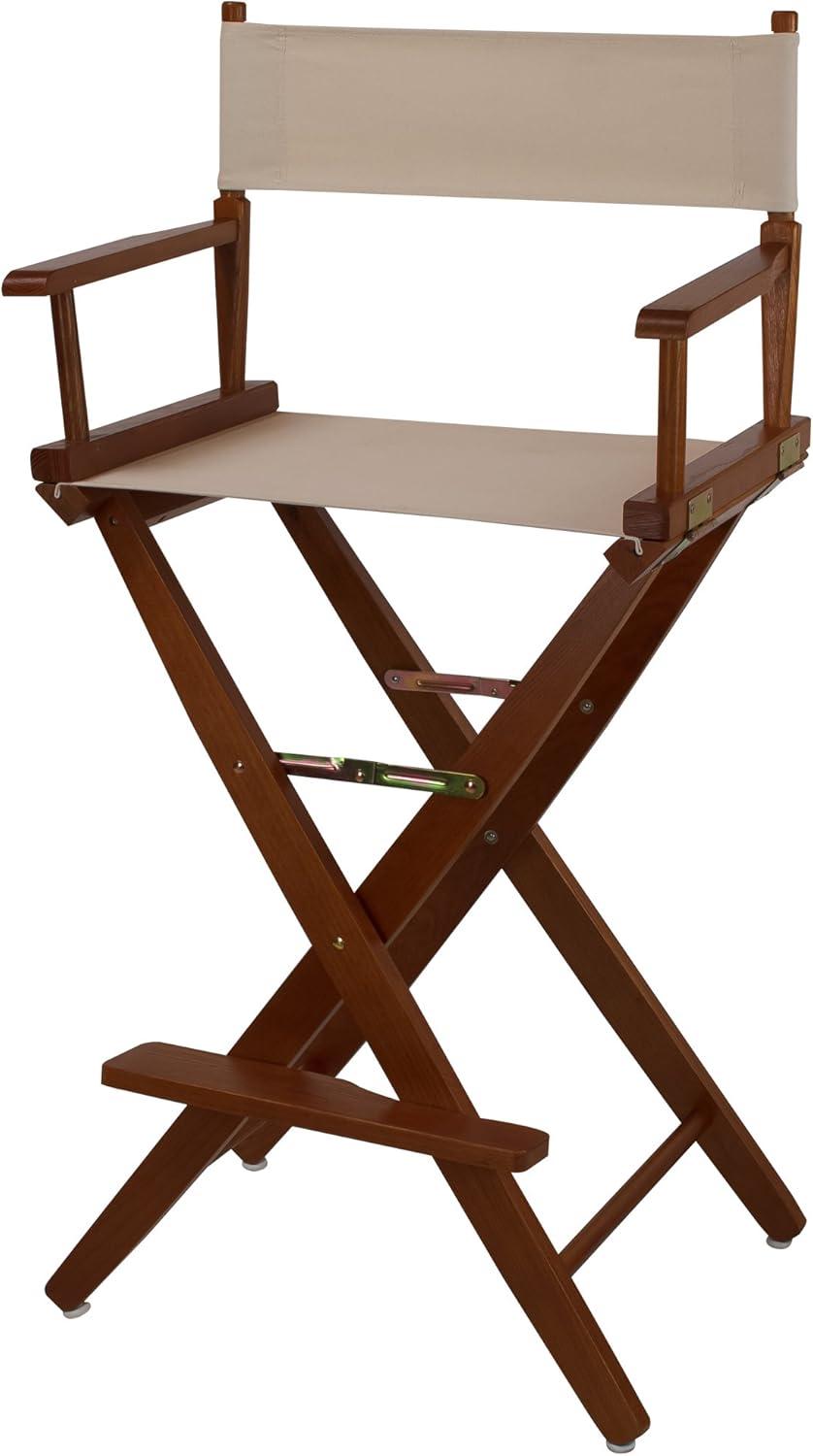 Mission Oak and Natural Beige 30" Extra-Wide Director's Chair