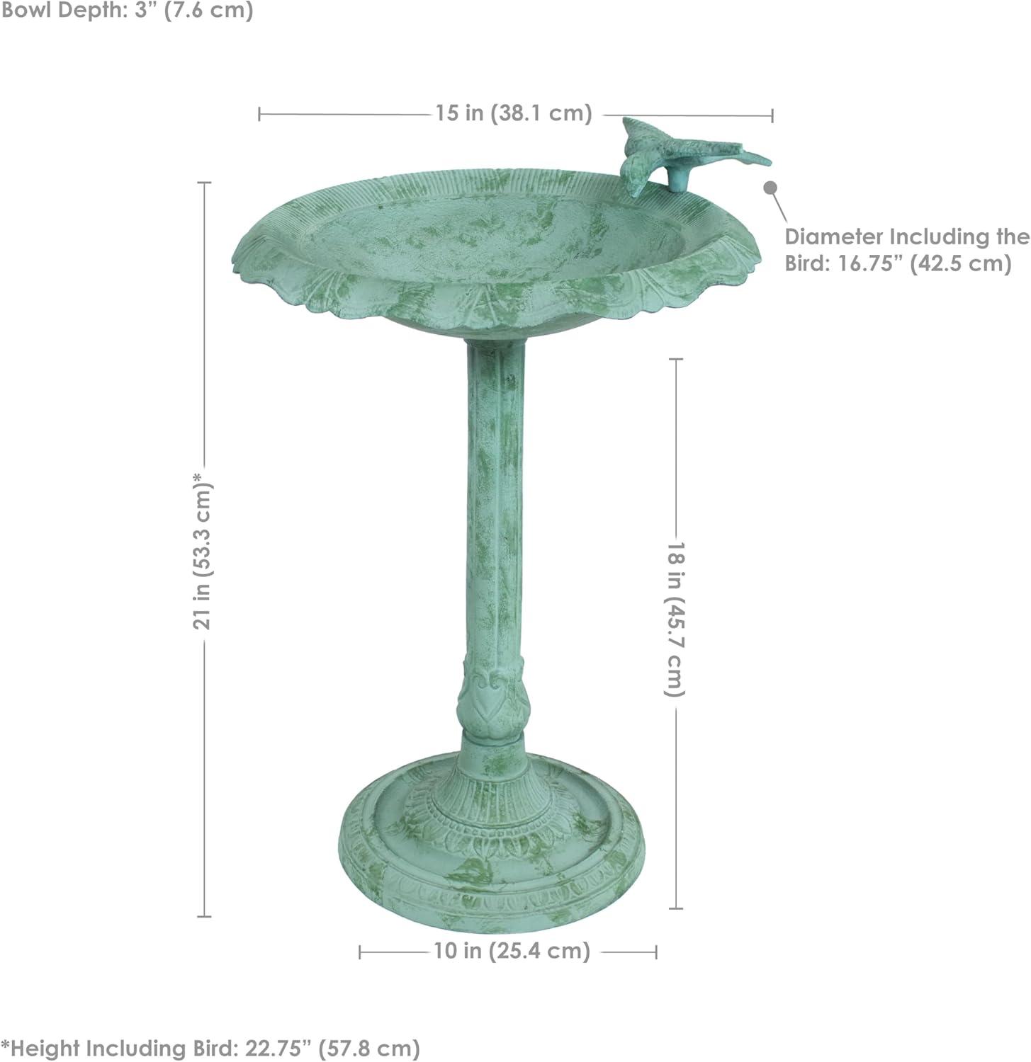 Garden Visitor Freestanding Cast Aluminum Outdoor Bird Bath