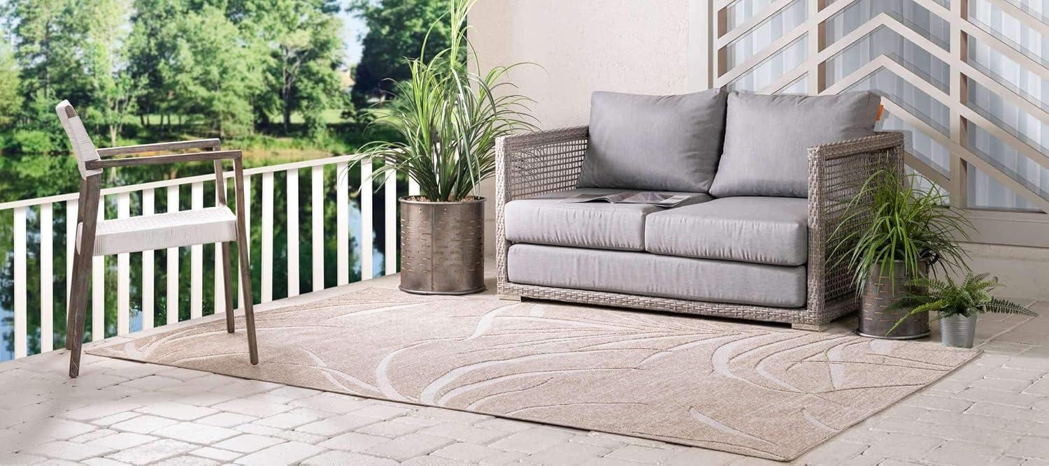 Unique Loom Outdoor Botanical Collection Area Rug - Orlando (6' 1" x 9' Rectangle Beige/Cream)