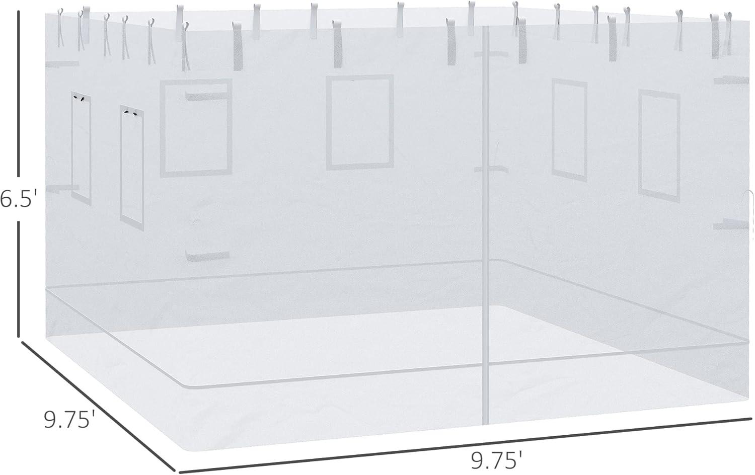 Outsunny Pop up Canopy Walls, Replacement Canopy Netting for 10' x 10' Canopy Tent, Set of 4 Mesh Screen Sidewalls, Patio Netting w/ 6 Service Windows and 1 Door, White