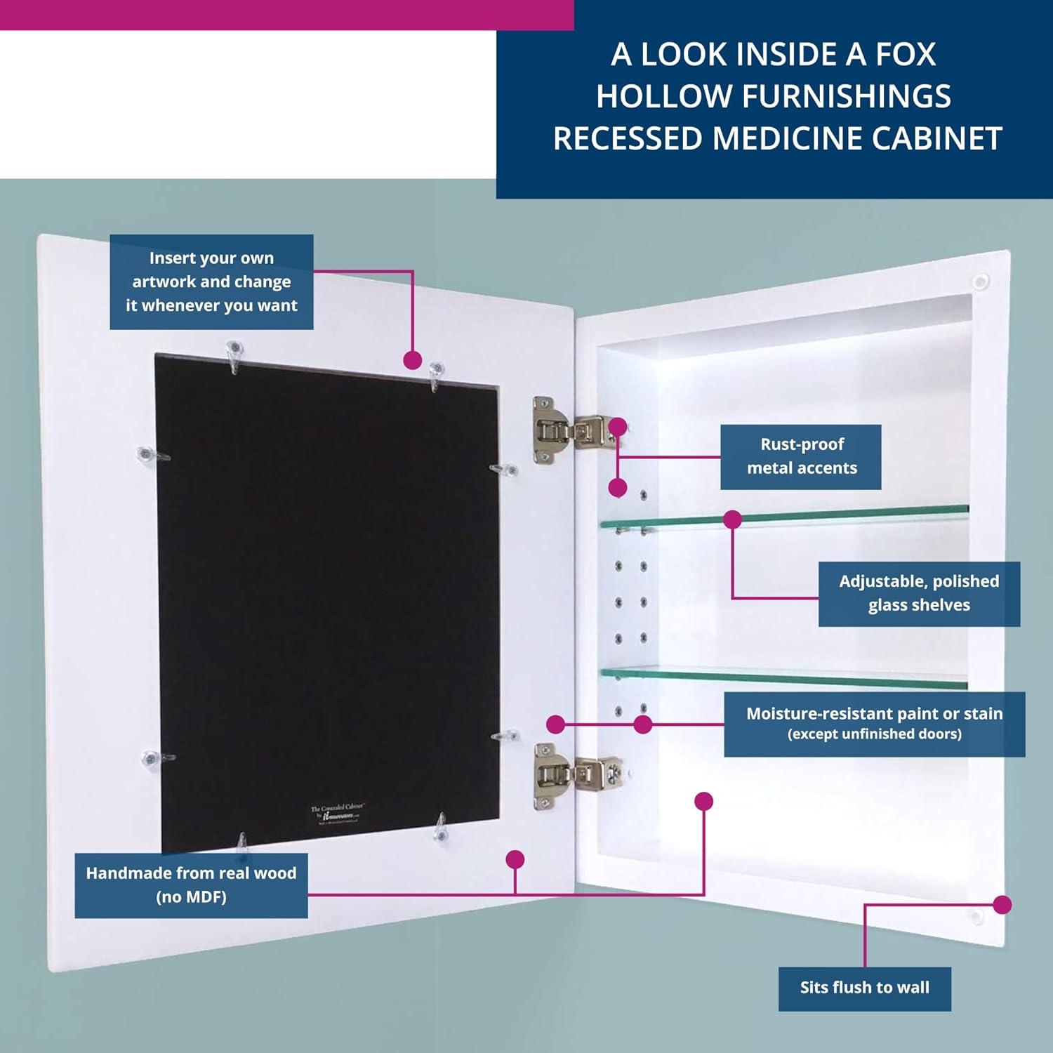 13.125'' W 16'' H Recessed Framed Medicine Cabinet Mirror 2 Adjustable