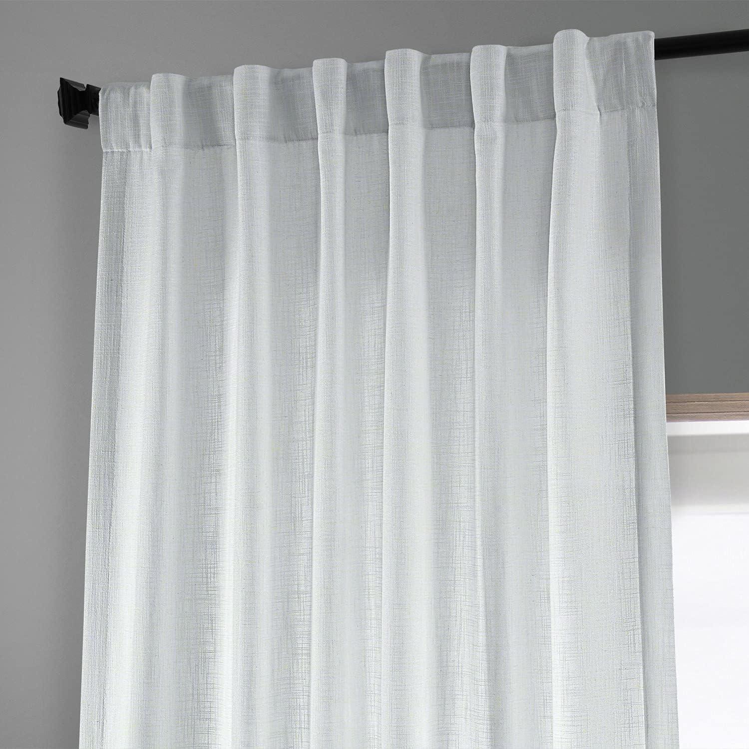 Rice White Heavy Faux Linen Curtain (1 Panel), Rice White, 50W X 120L