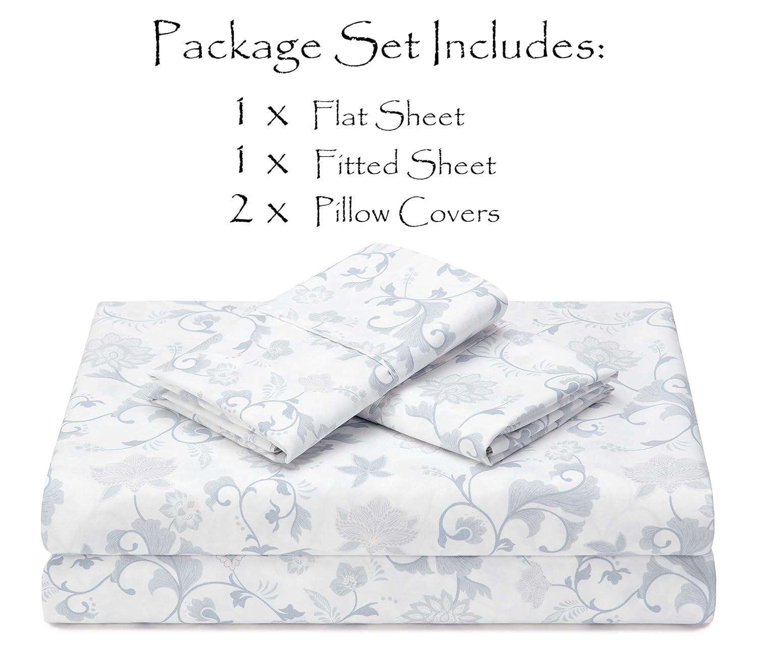 Chanasya Elegant Ultra Soft Floral Microfiber Percale Sheet Set