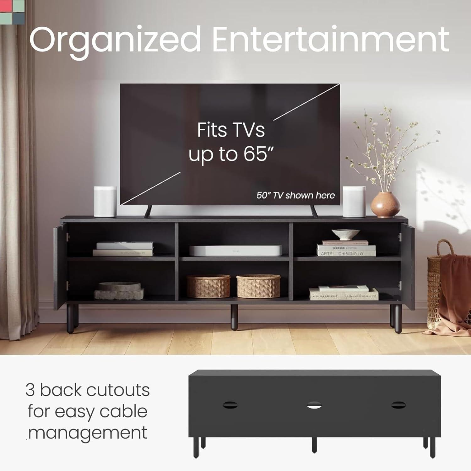 Stead Adjustable Shelves Television Stand, Wood Multi-color, 104 lbs