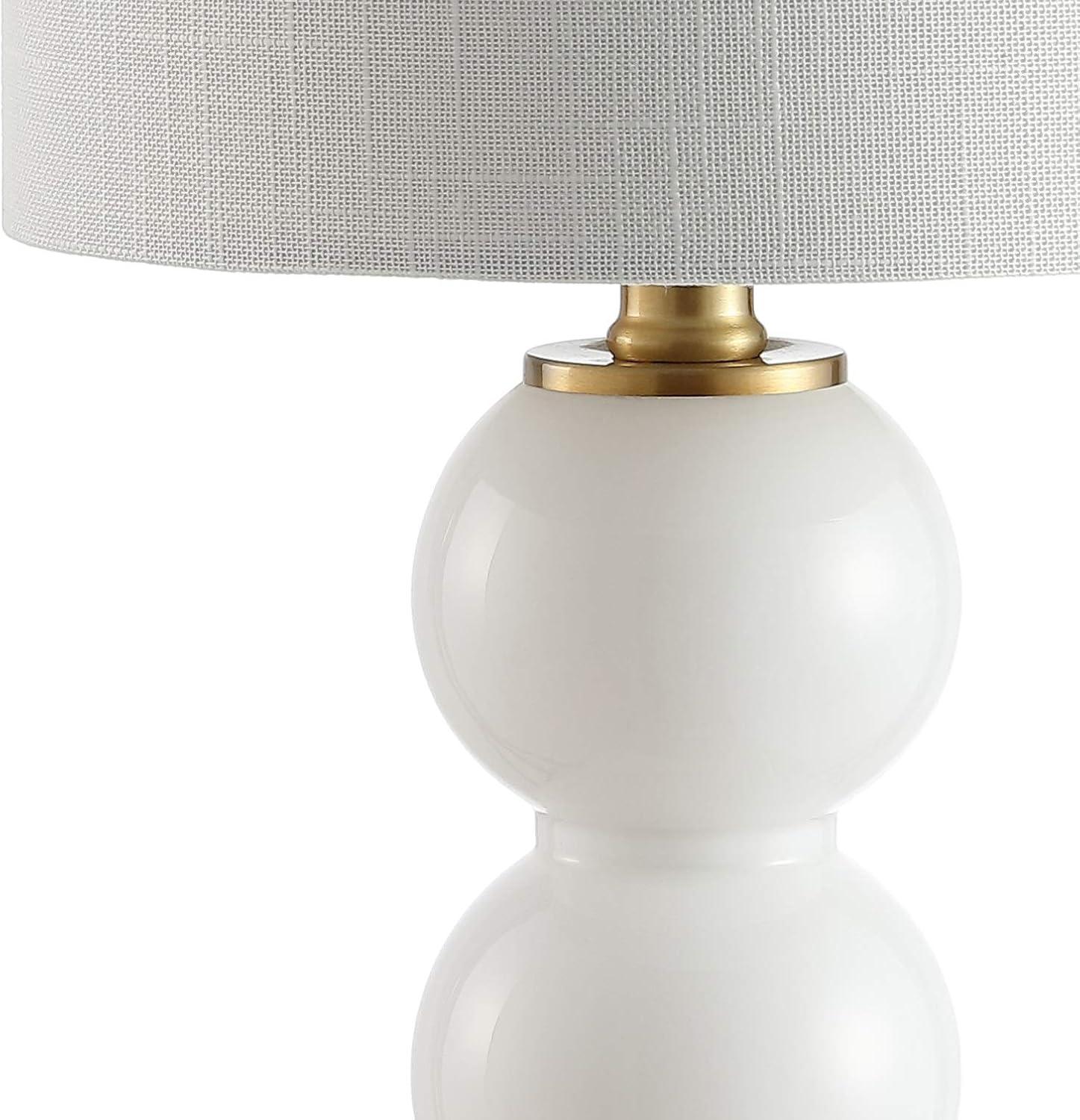 21" Brass Gold and White Glass Table Lamp