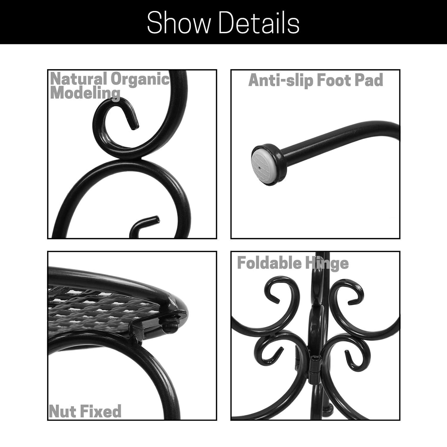 Metal Plant Stands Indoor Outdoor, Heavy Duty Flower Pot stand 22.5 inch Tall, Planter Pedestal Holder Rack for Patio Garden Porch Corner House Deck, 2 Pack(Black)