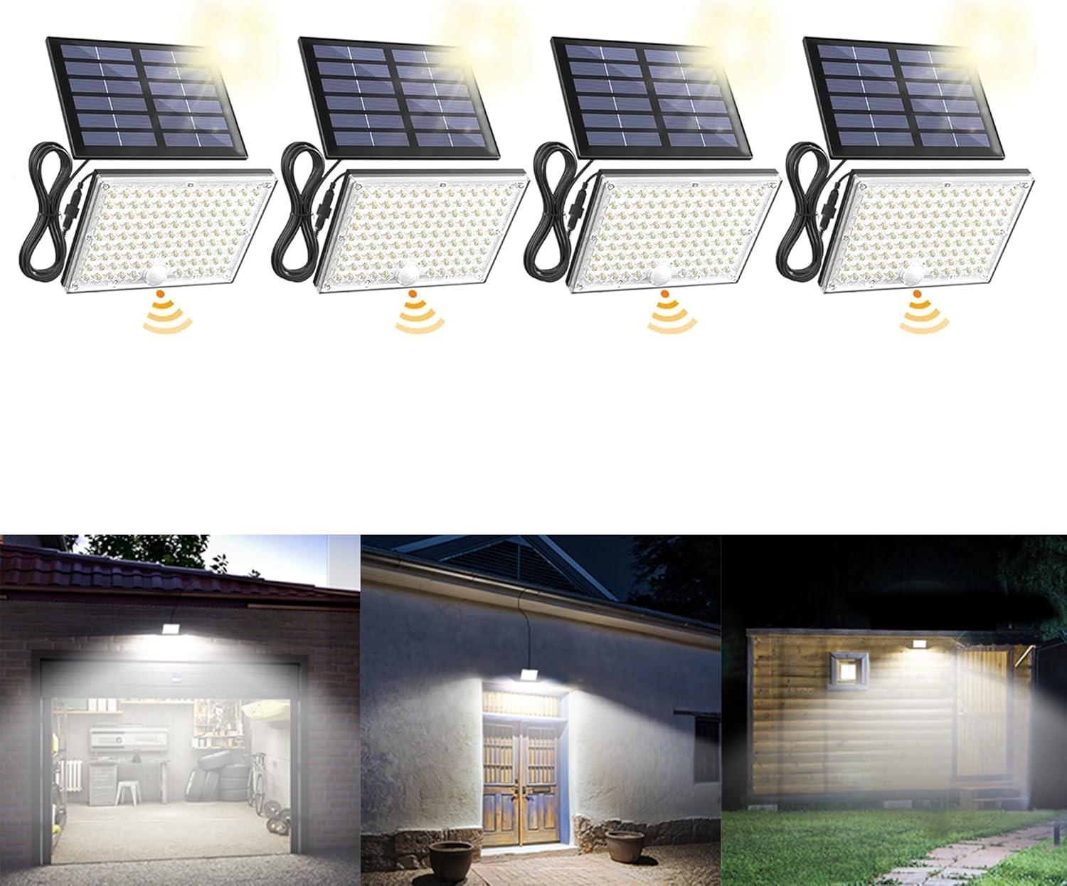 SUPERDANNY Black Solar Motion Sensor Outdoor Flood Lights with 113 LEDs