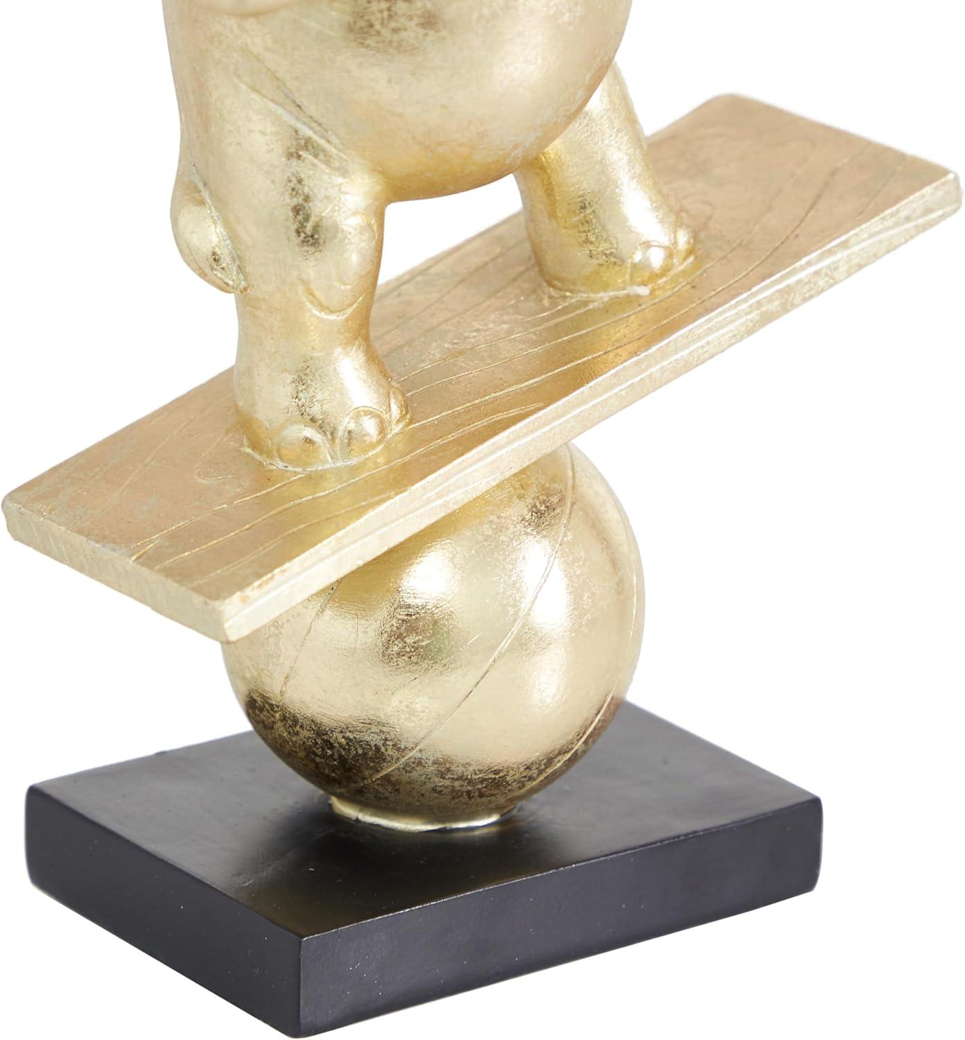 Deco 79 Polystone Elephant Handmade Decorative Sculpture Home Decor Statue, Accent Figurine 7" x 3" x 12", Gold
